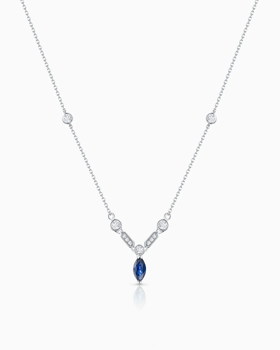 Gargantilla Marion de Zafiro y Diamantes en Oro Blanco de 18 Kt - Image 4