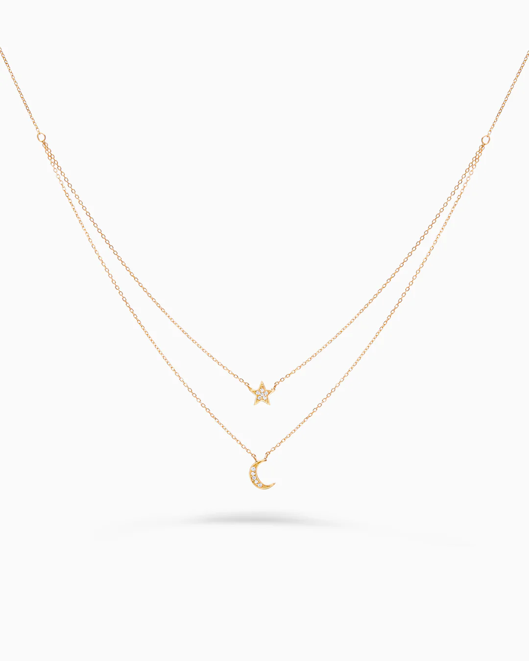 Gargantilla Moon Diamonds Doble en Oro Amarillo de 18 Kt