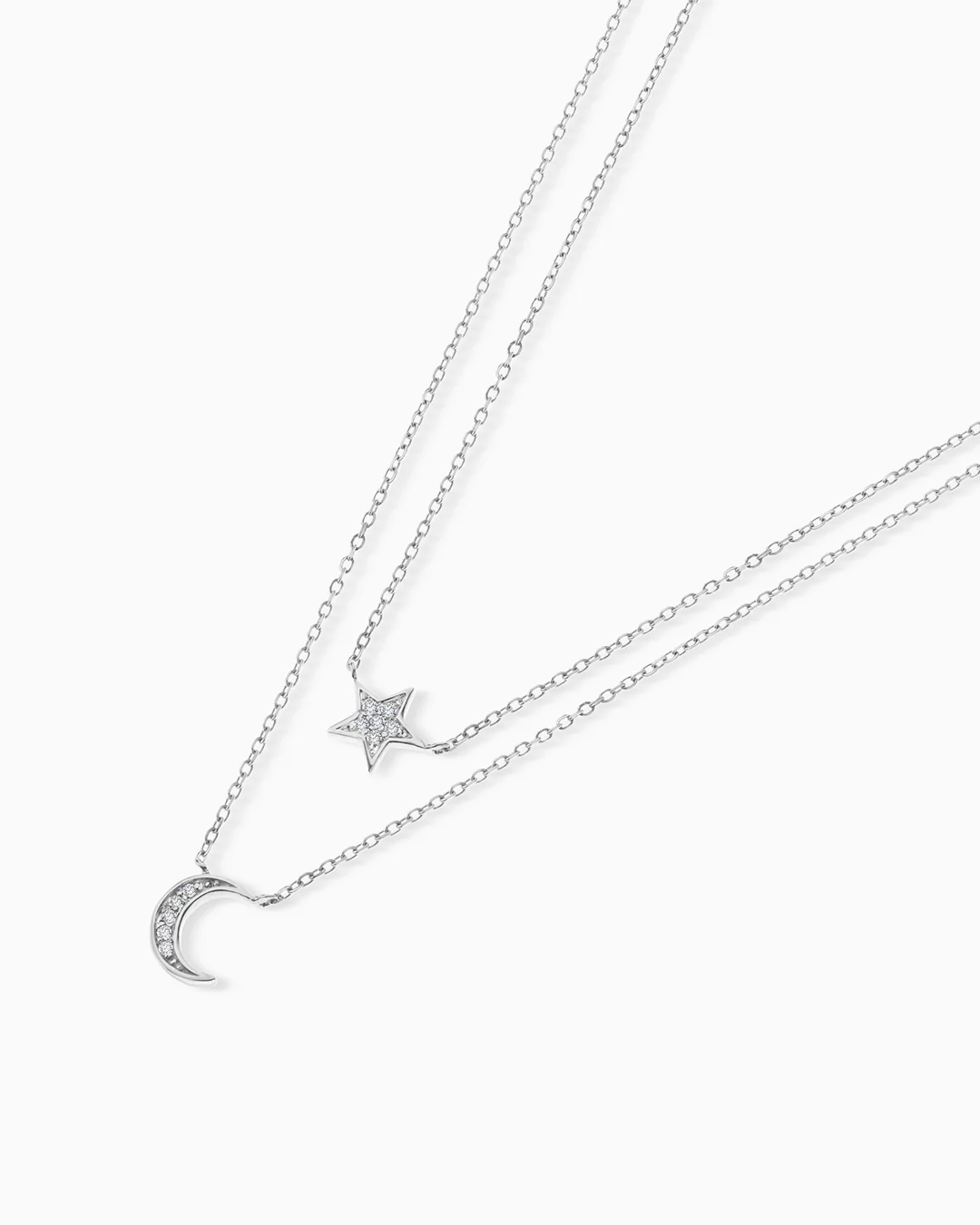 Gargantilla Moon Diamonds Doble en Oro Blanco de 18 Kt - Image 2
