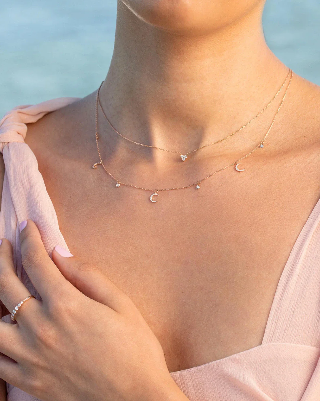 Gargantilla Moon Diamonds en Oro Rosa de 18 Kt - Image 2