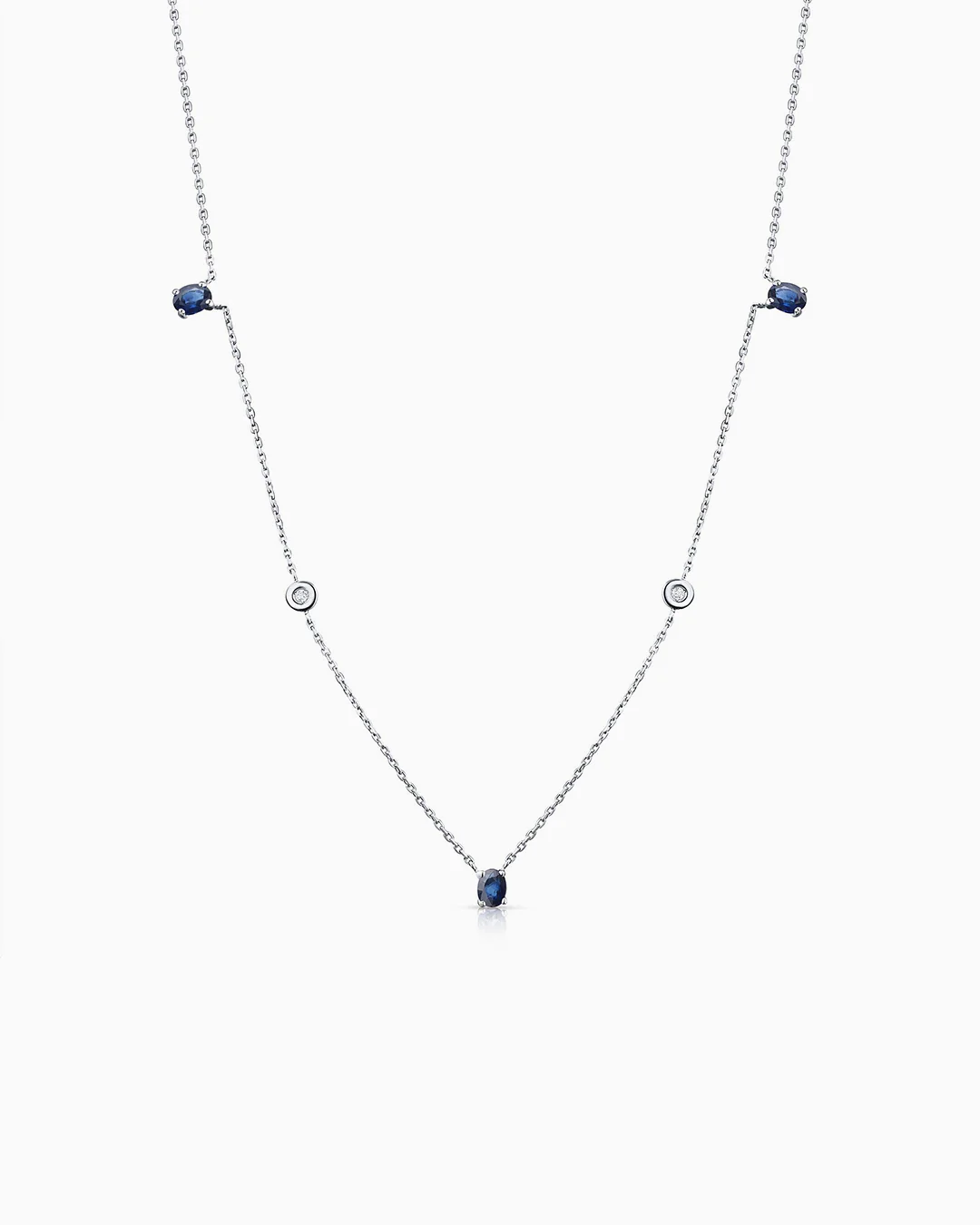 Gargantilla Nina de Zafiros y Diamantes en Oro Blanco de 18 Kt
