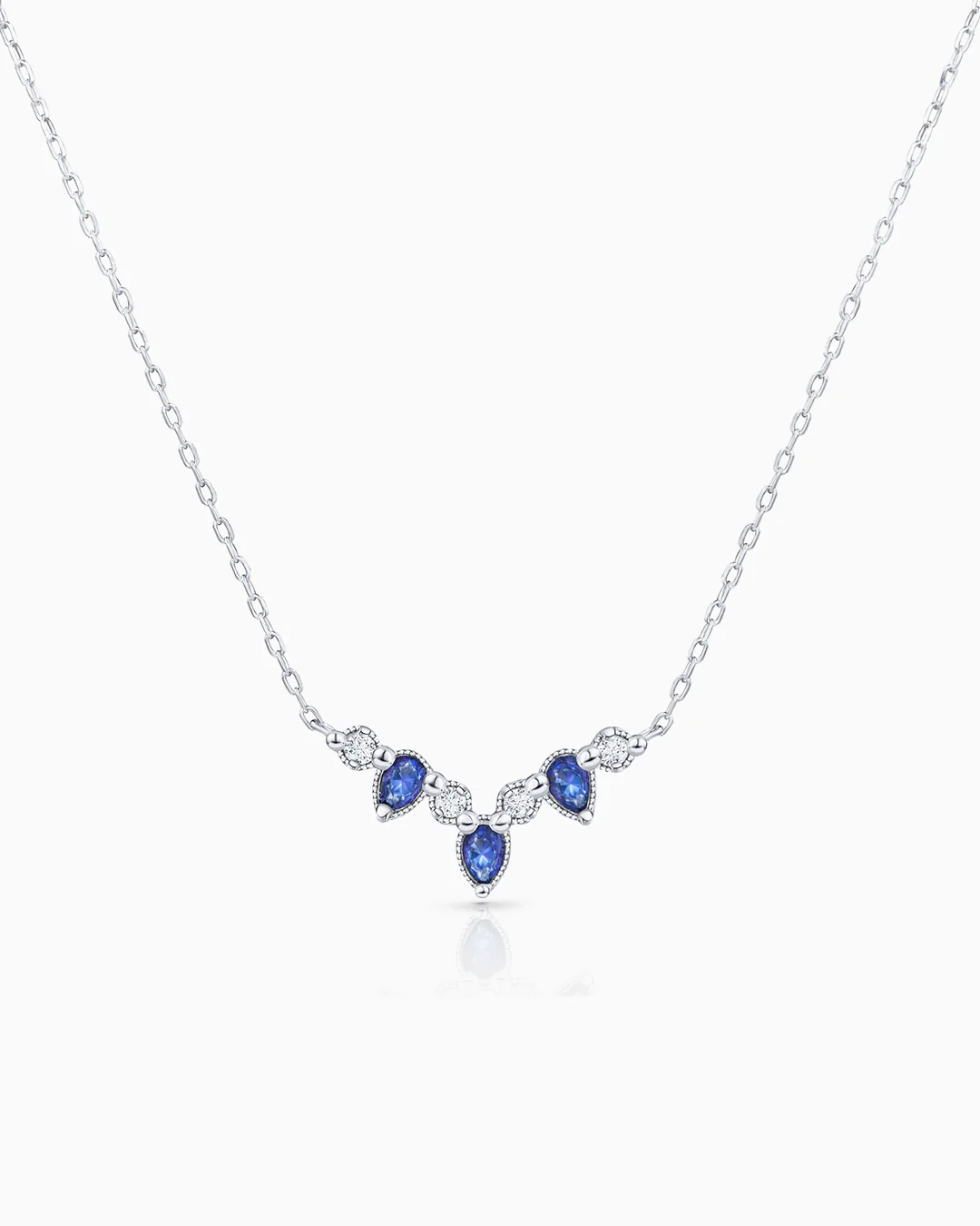 Gargantilla Ondine de Zafiros y Diamantes en Oro Blanco de 18 Kt