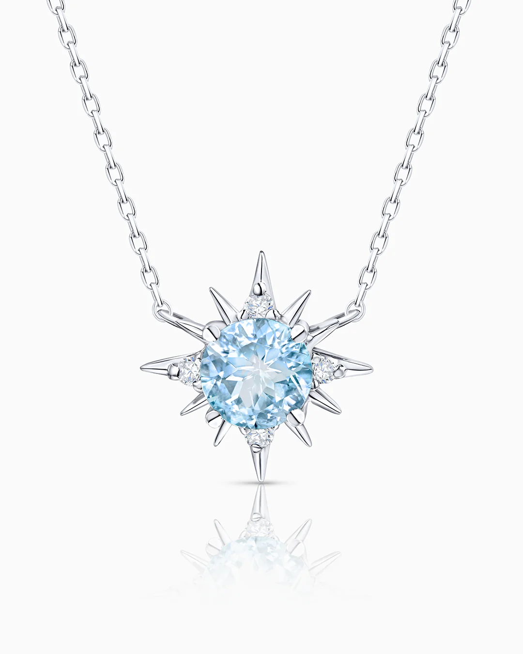 Gargantilla Oursin de Aguamarina y Diamantes en Oro Blanco de 18 Kt - Image 4