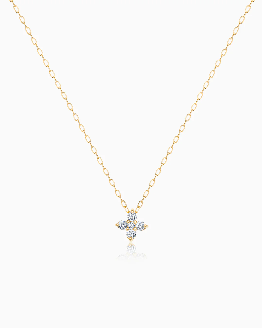 Gargantilla Petite Diamonds Cross en Oro Amarillo de 18 Kt