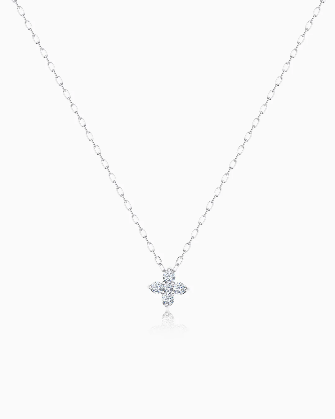 Gargantilla Petite Diamonds Cross en Oro Blanco de 18 Kt