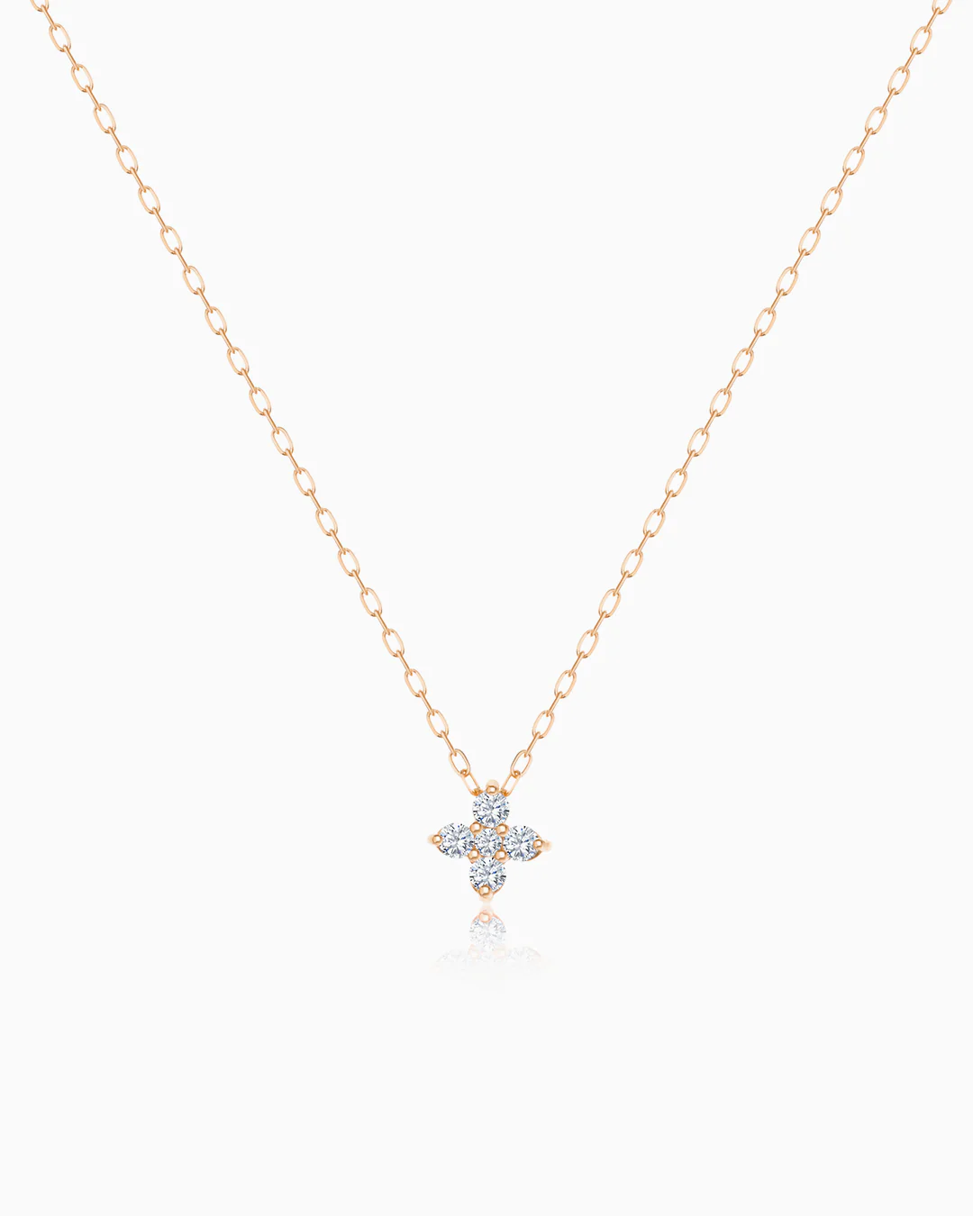 Gargantilla Petite Diamonds Cross en Oro Rosa de 18 Kt