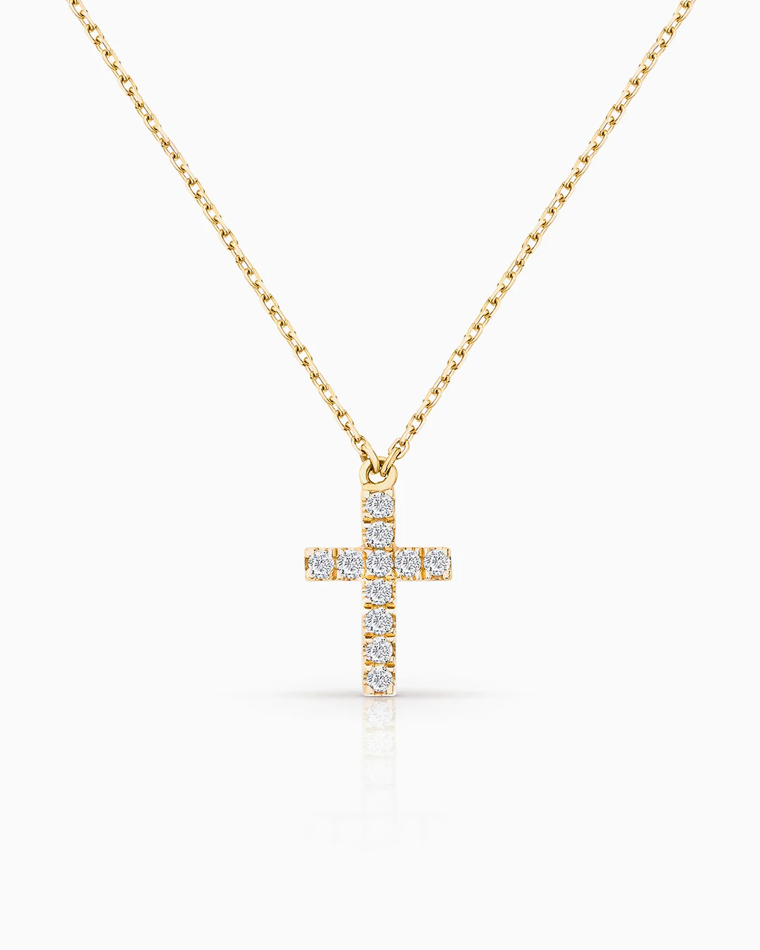 Gargantilla Petite Diamonds Cruz en Oro Amarillo de 18 Kt