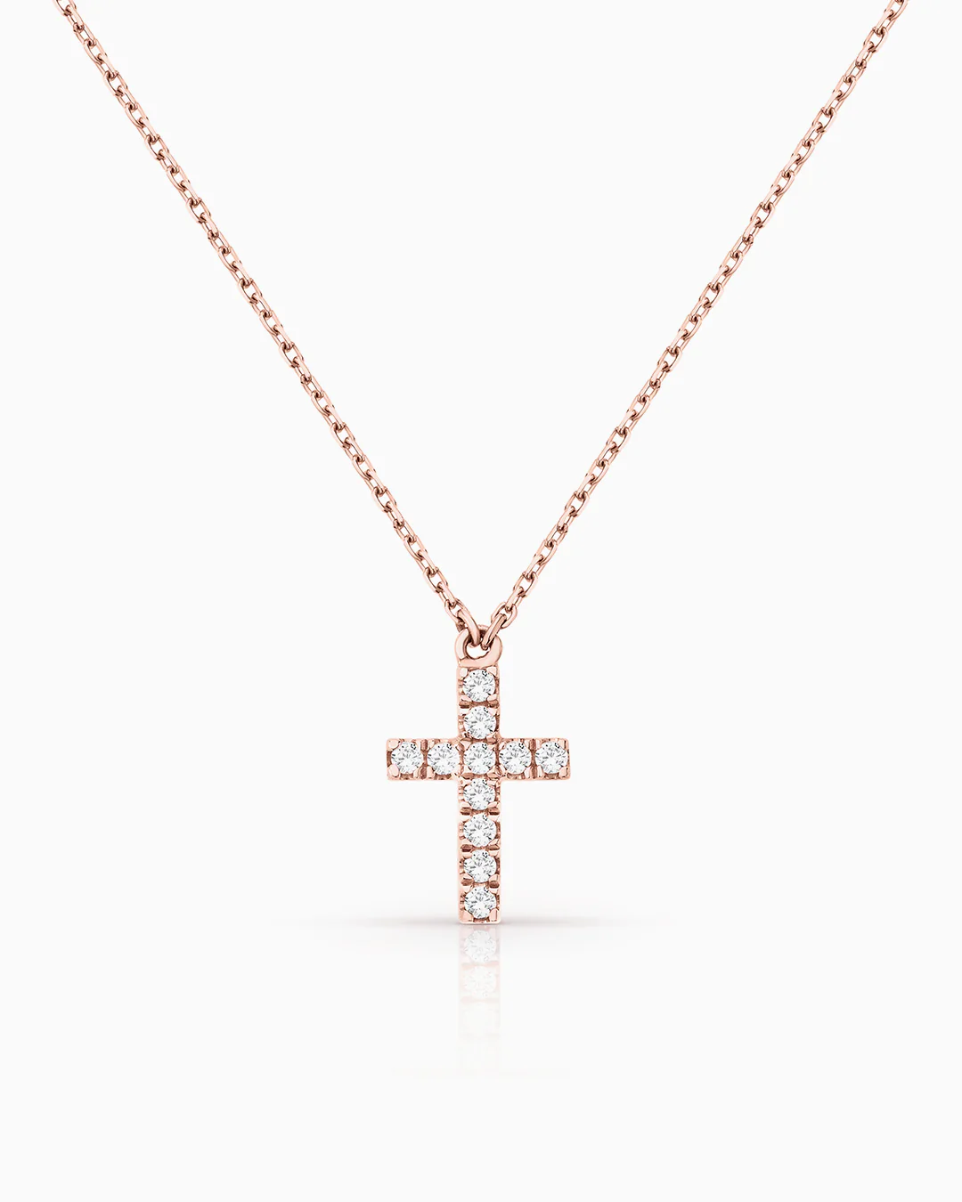 Gargantilla Petite Diamonds Cruz en Oro Rosa de 18 Kt