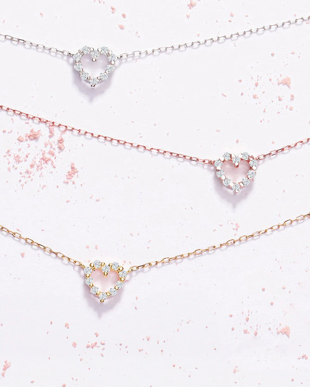 Gargantilla Petite Diamonds Heart en Oro Rosa de 18 Kt - Image 4