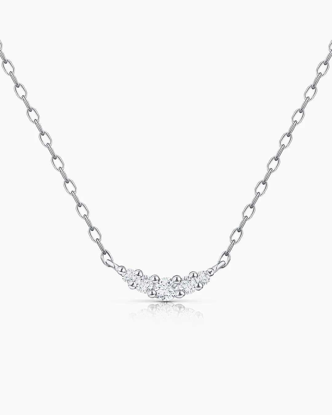 Gargantilla Petite Diamonds Wave en Oro Blanco de18 Kt