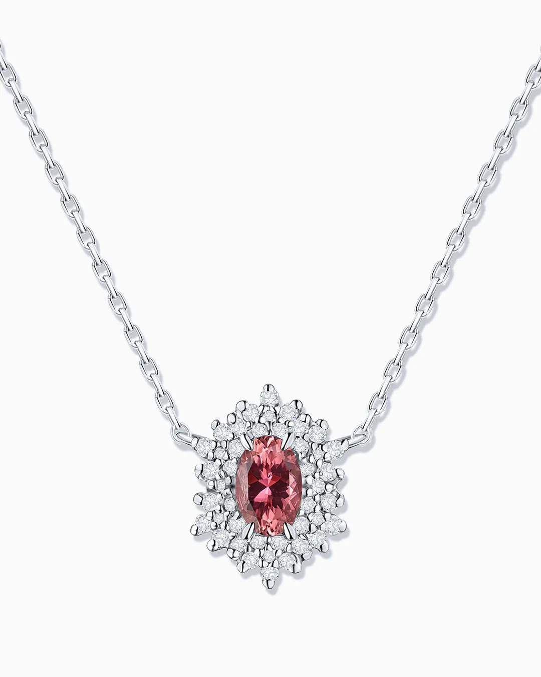 Gargantilla Petra de Turmalina Rosa y Diamantes en Oro Blanco de 18 Kt - Image 3