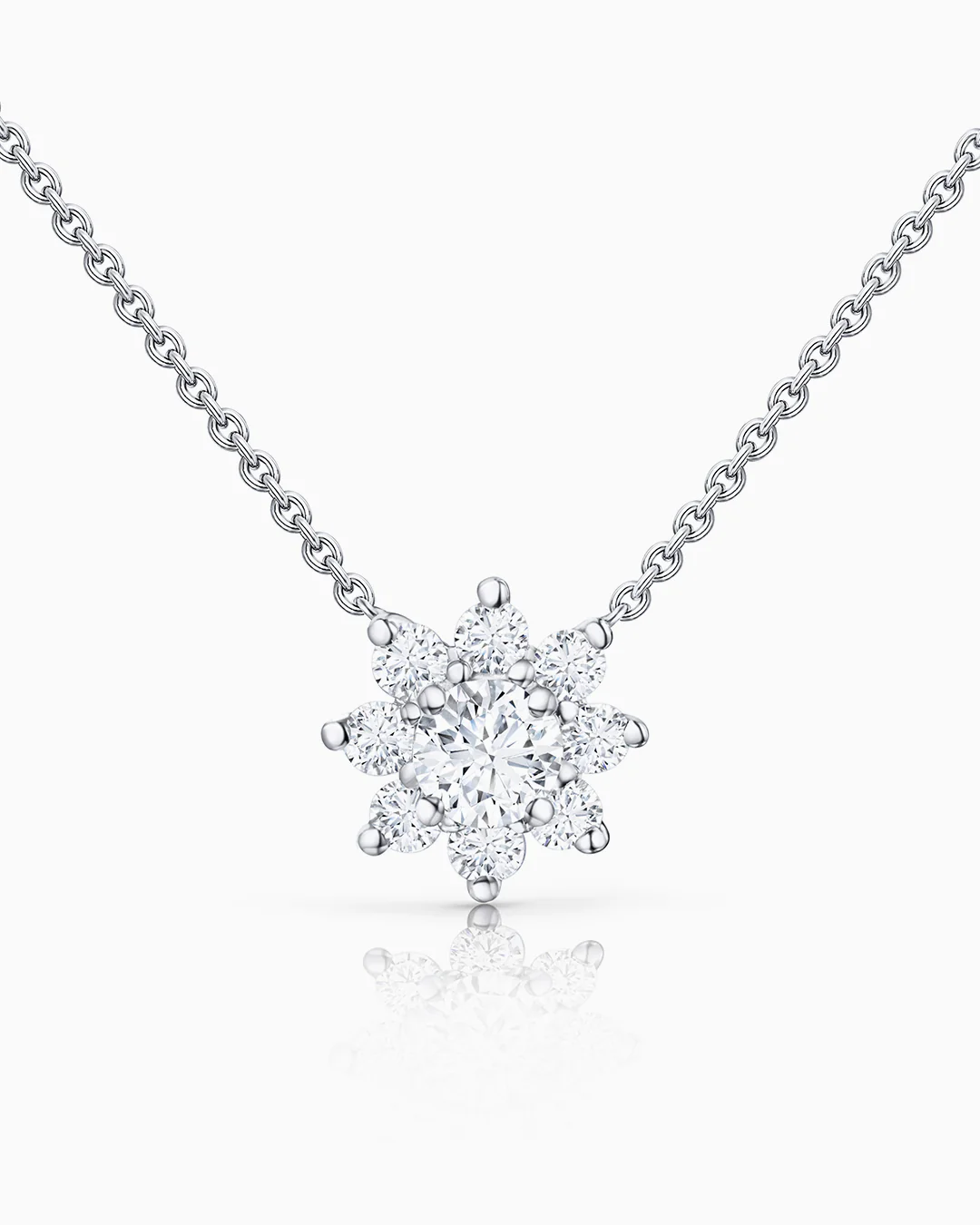 Gargantilla Rosette Solitaire de Diamantes 0,50 Cts. en Oro Blanco de 18 Kt