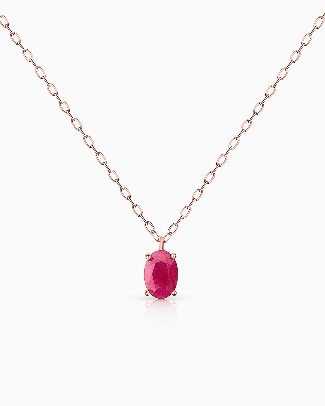 Gargantilla de Rubí Oval Vertical en Oro Rosa de 18 Kt