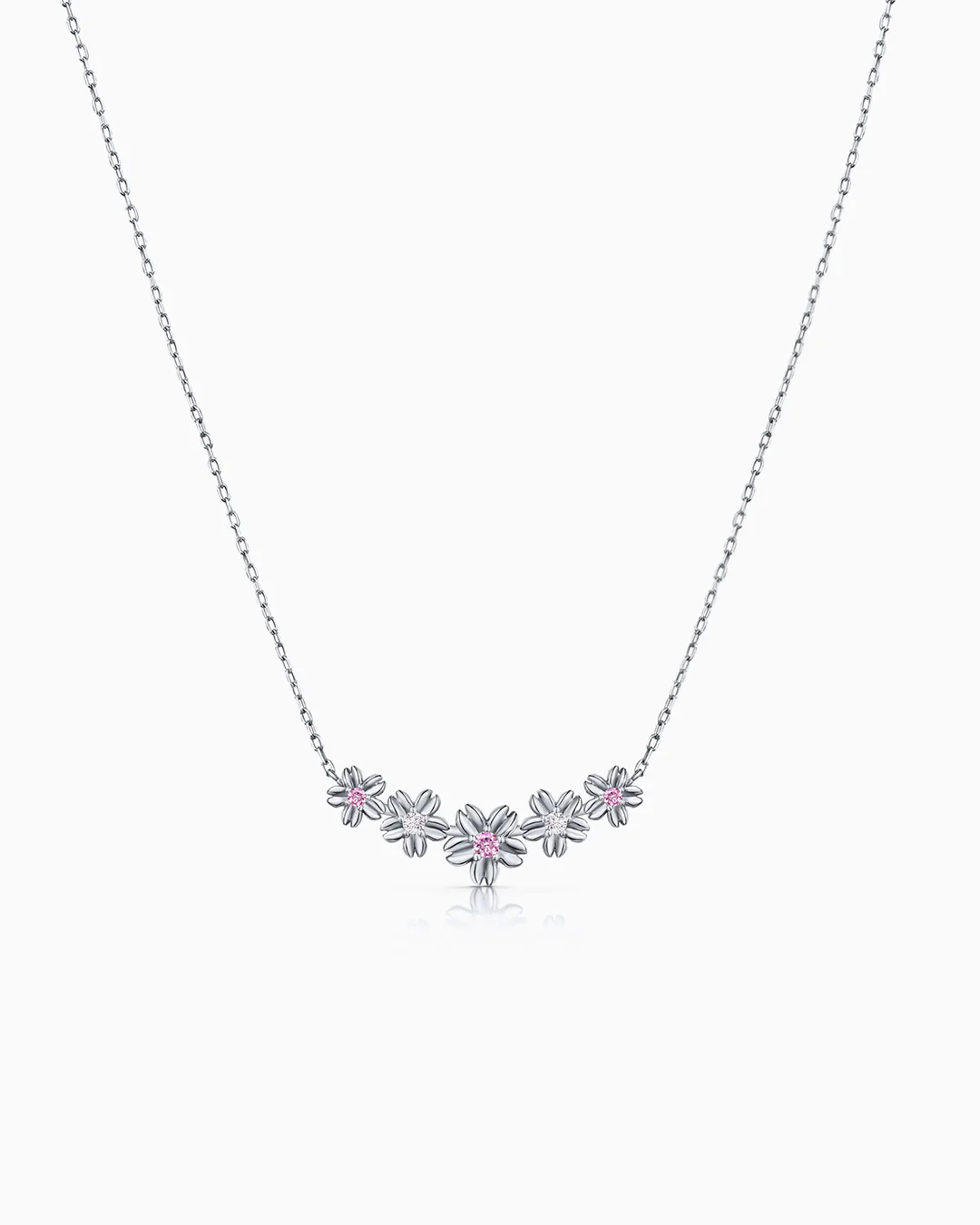Gargantilla Sakura de Zafiros Rosas y Diamantes en Oro Blanco de 18 Kt - Image 4