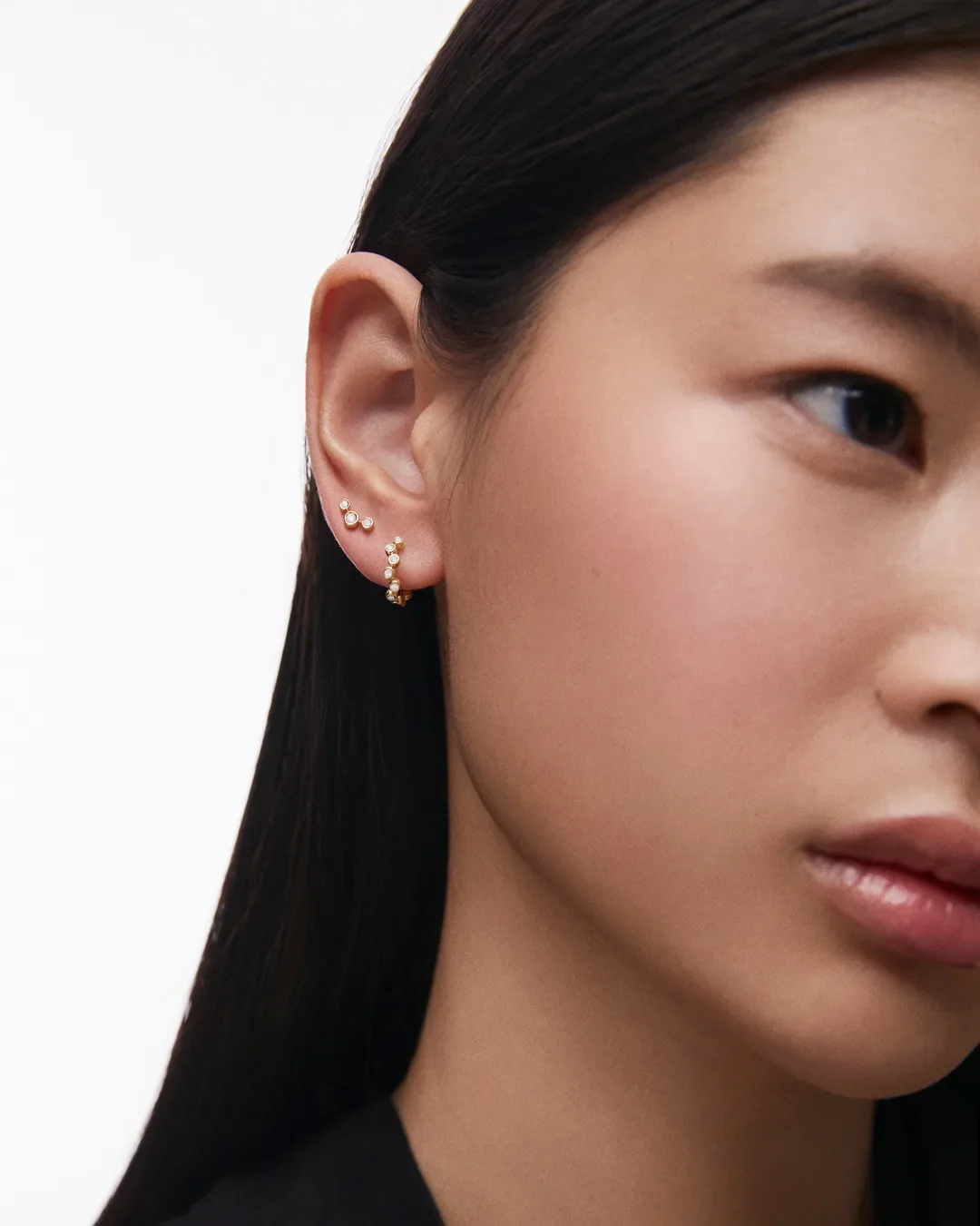 Pendiente Piercing de Aro Origine Croisée de Diamantes en Oro Amarillo de 18 Kt - Image 3