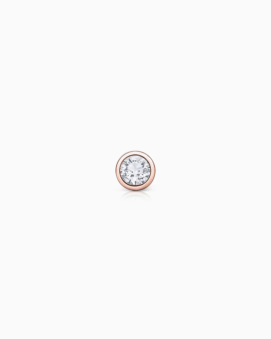 Pendiente Piercing Bezel Stud de Diamante en Oro Rosa de 18 Kt
