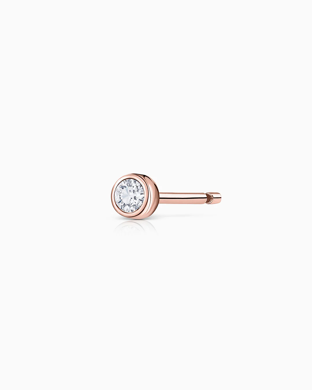 Pendiente Piercing Bezel Stud de Diamante en Oro Rosa de 18 Kt - Image 3