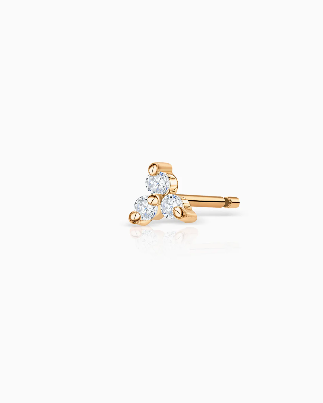 Pendiente Piercing Clover Mini de Diamantes en Oro Amarillo de 18 Kt