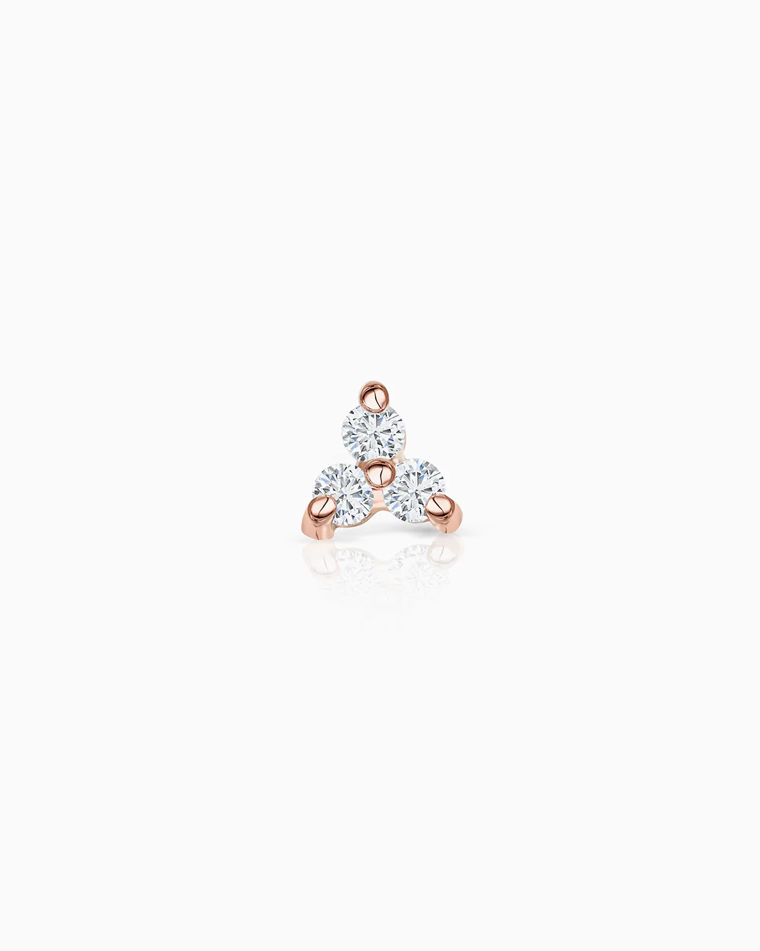 Pendiente Piercing Clover Mini de Diamantes en Oro Rosa de 18 Kt - Image 4