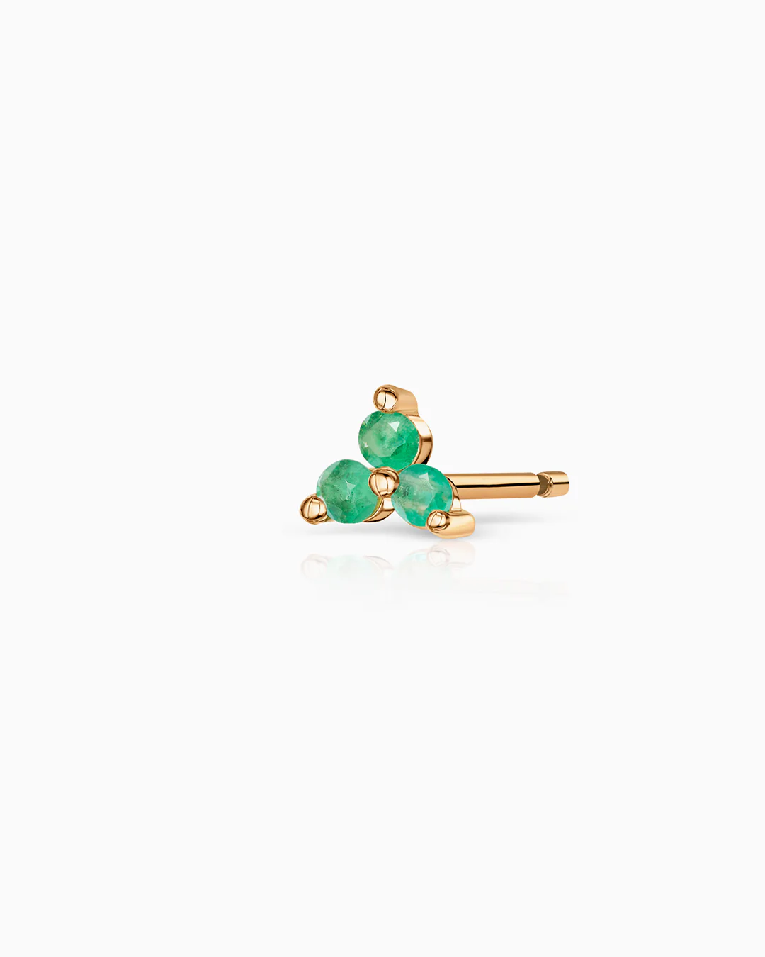 Pendiente Piercing Clover Mini de Esmeraldas en Oro Amarillo de 18 Kt