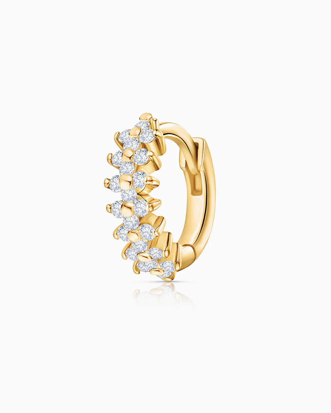 Pendiente Piercing Cross de Diamantes en Oro Amarillo de 18 Kt