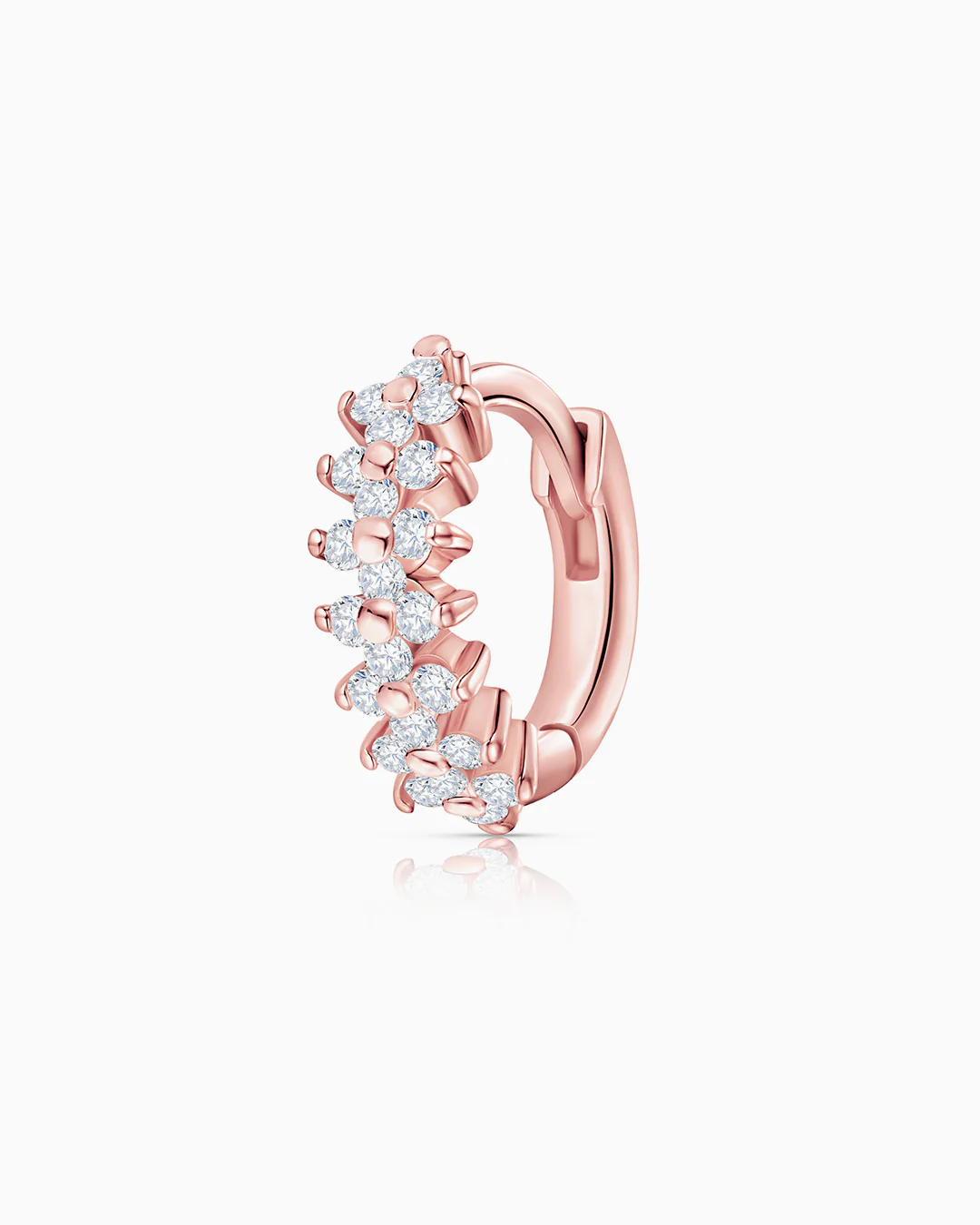 Pendiente Piercing Cross de Diamantes en Oro Rosa de 18 Kt