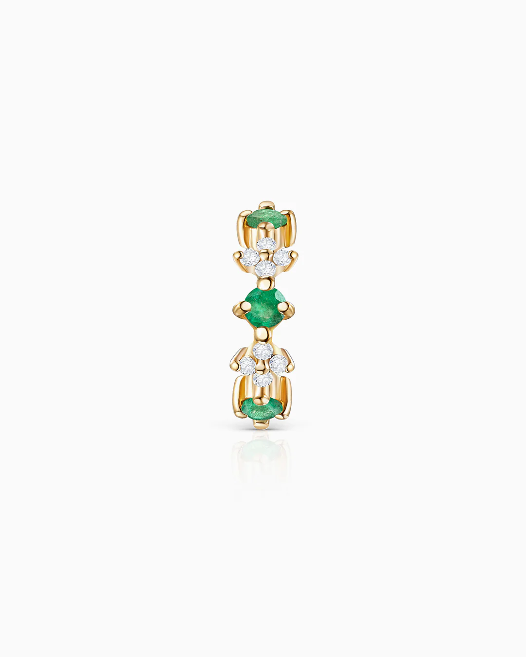 Pendiente Piercing Cross de Esmeraldas y Diamantes en Oro Amarillo de 18 Kt - Image 3