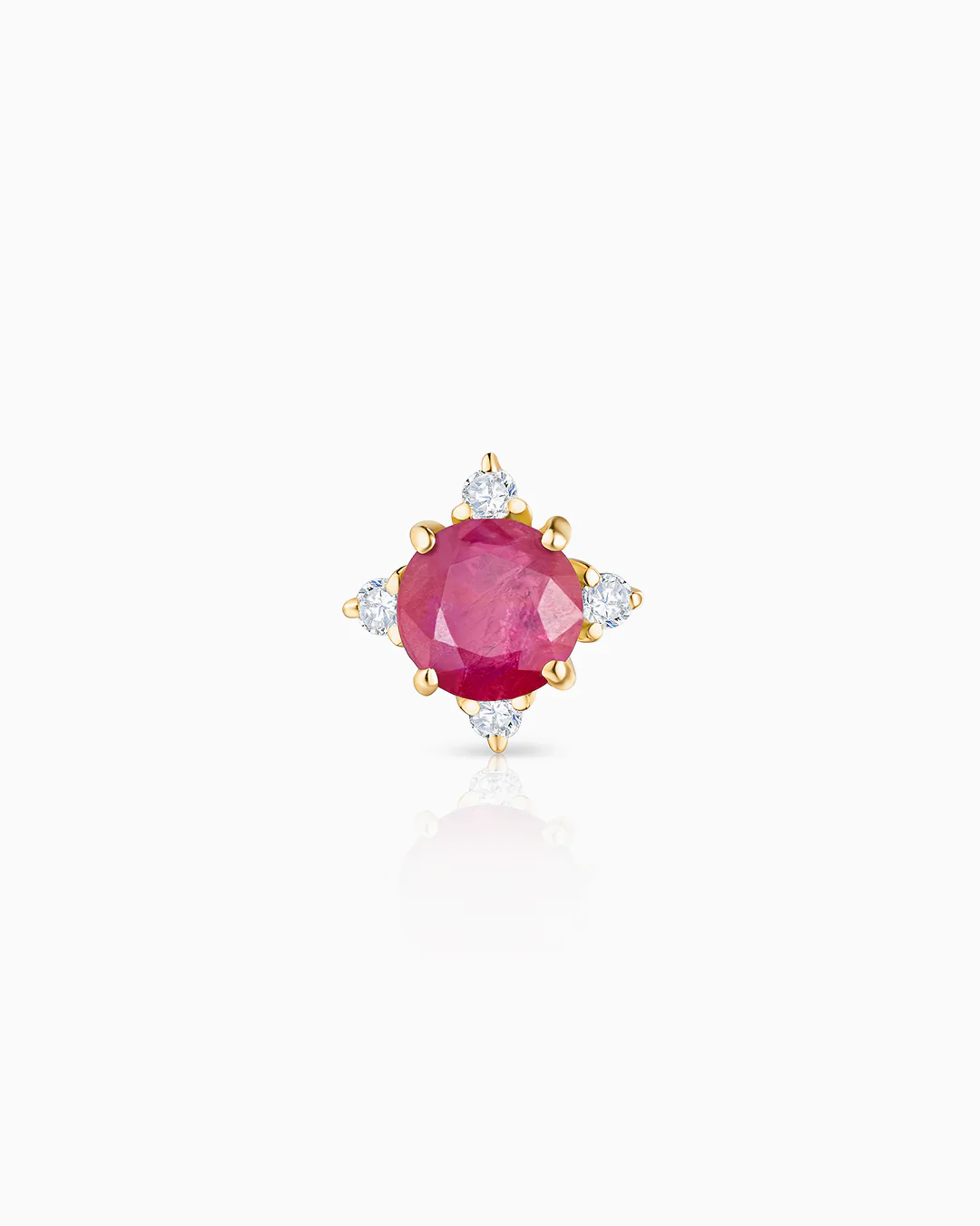 Pendiente Piercing Crown de Rubí en Oro Amarillo de 18 Kt