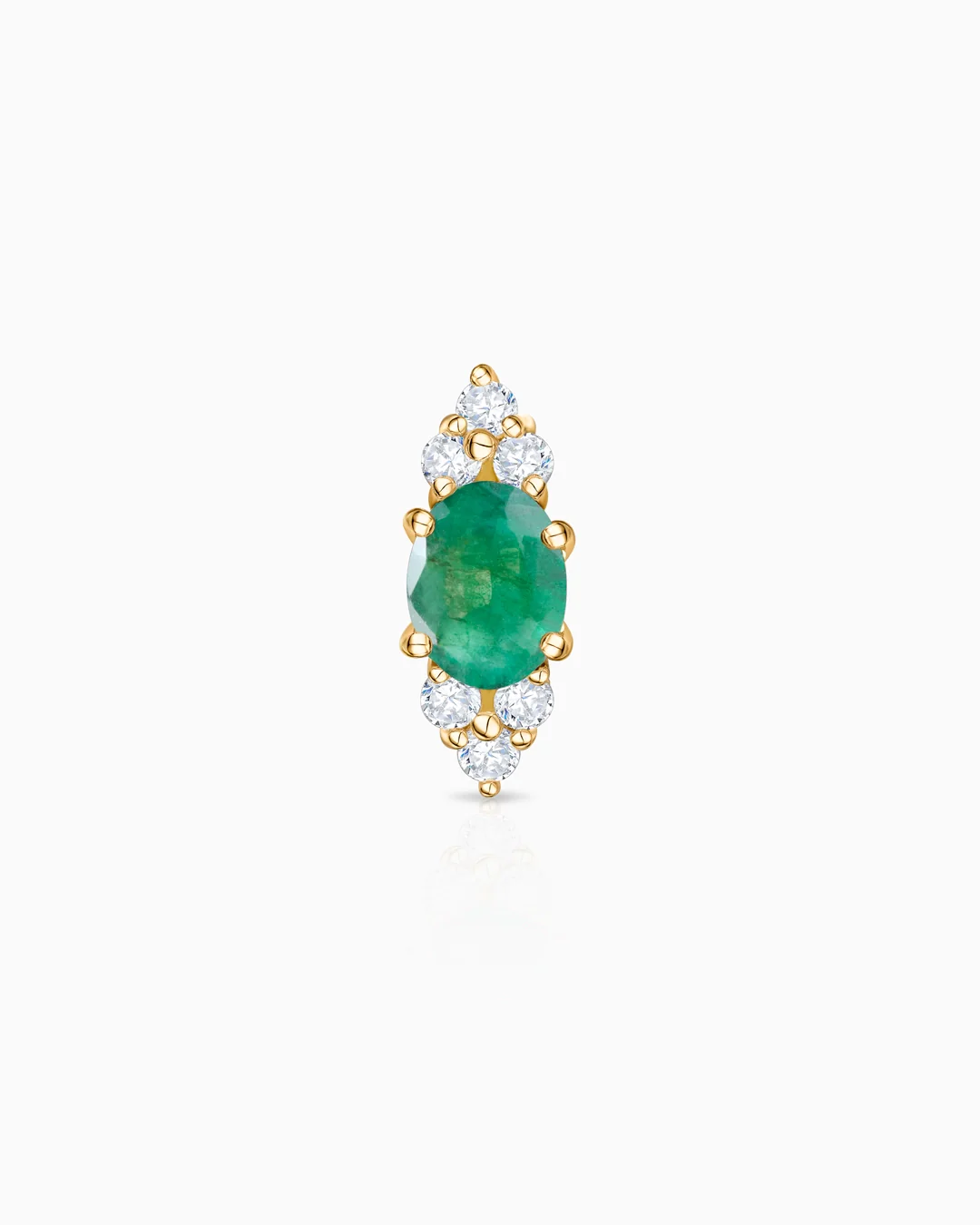Pendiente Piercing Crown II Oval de Esmeralda en Oro Amarillo de 18 Kt