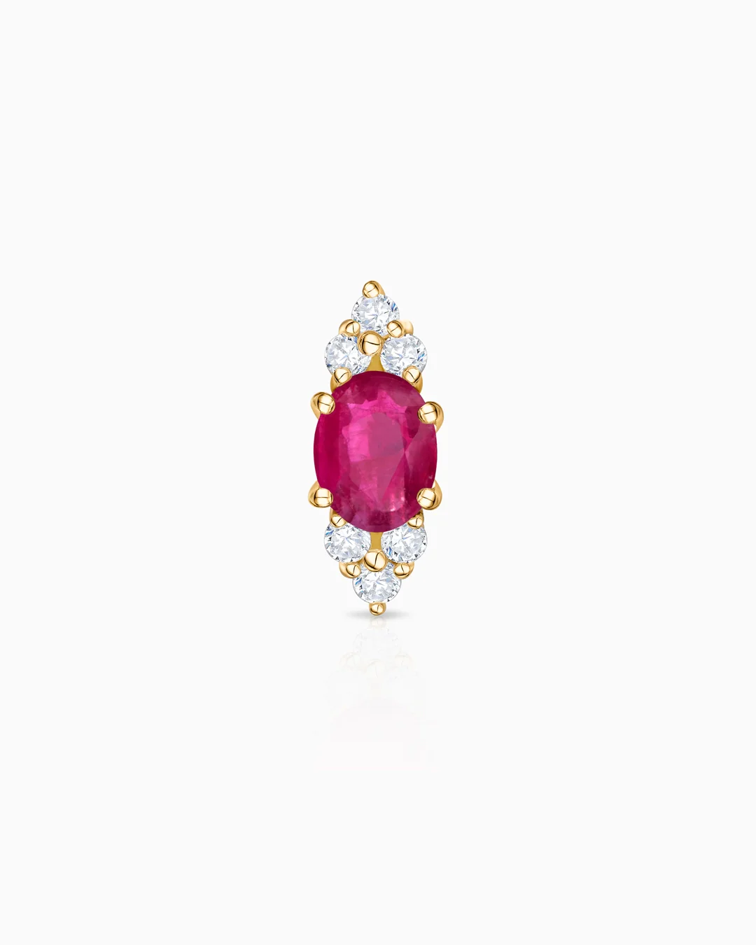 Pendiente Piercing Crown II Oval de Rubí en Oro Amarillo de 18 Kt