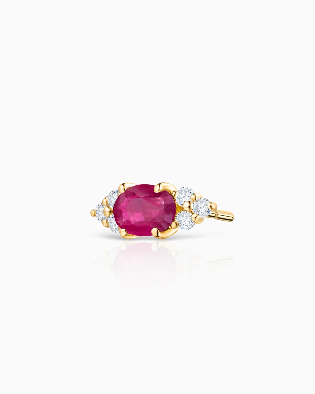 Pendiente Piercing Crown II Oval de Rubí en Oro Amarillo de 18 Kt - Image 4