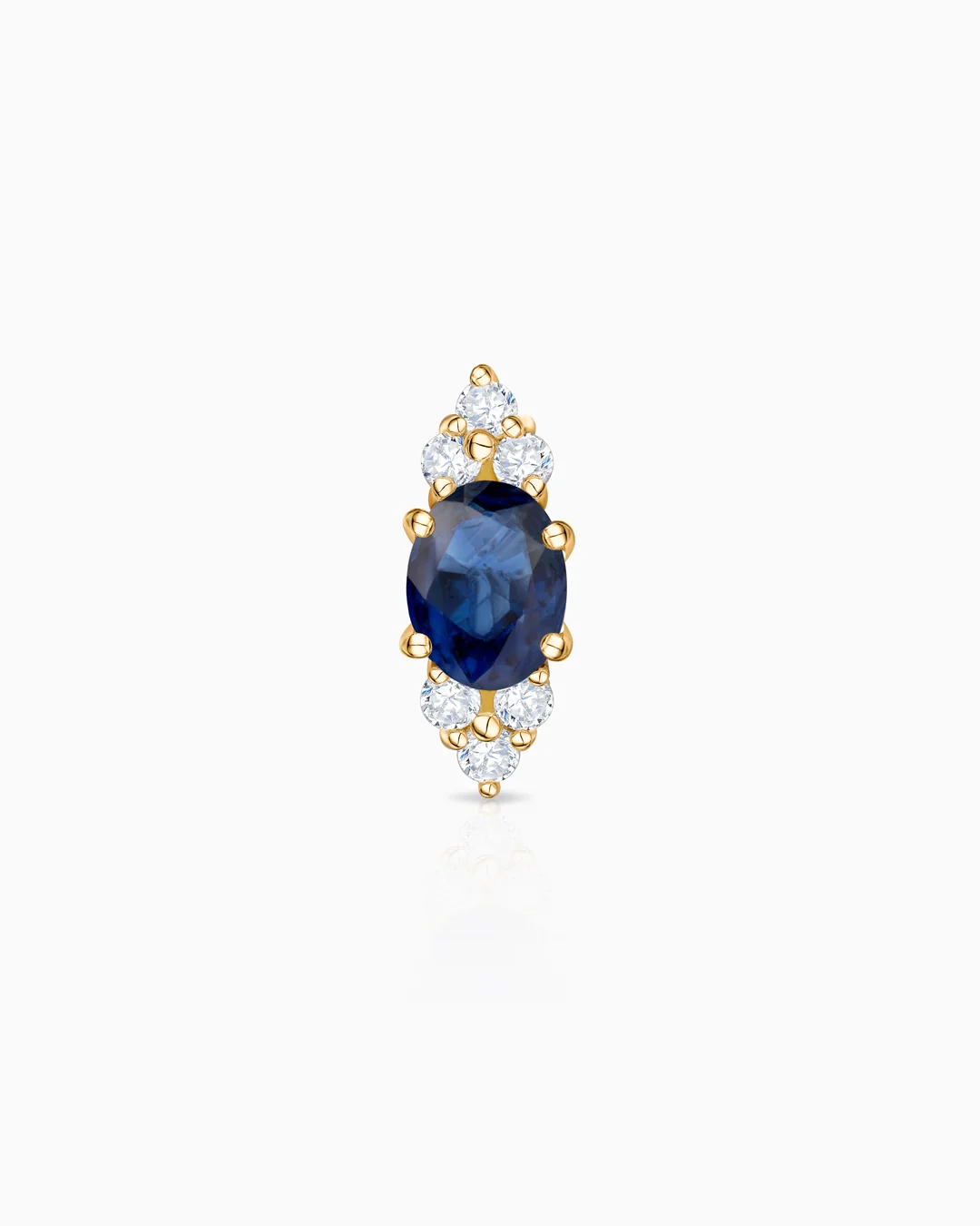 Pendiente Piercing Crown II Oval de Zafiro en Oro Amarillo de 18 Kt