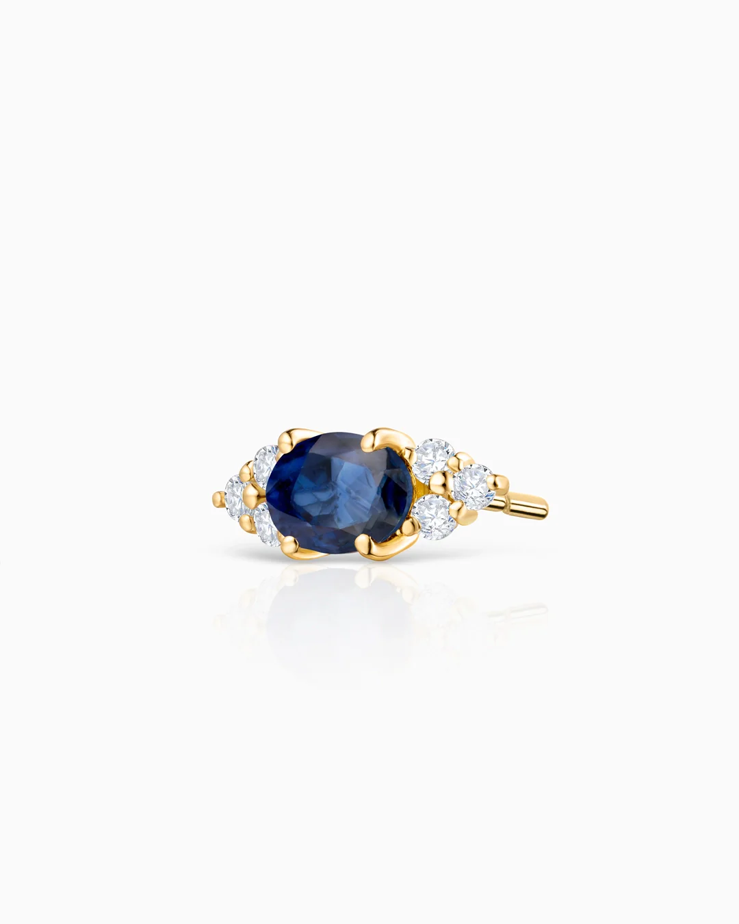 Pendiente Piercing Crown II Oval de Zafiro en Oro Amarillo de 18 Kt - Image 4