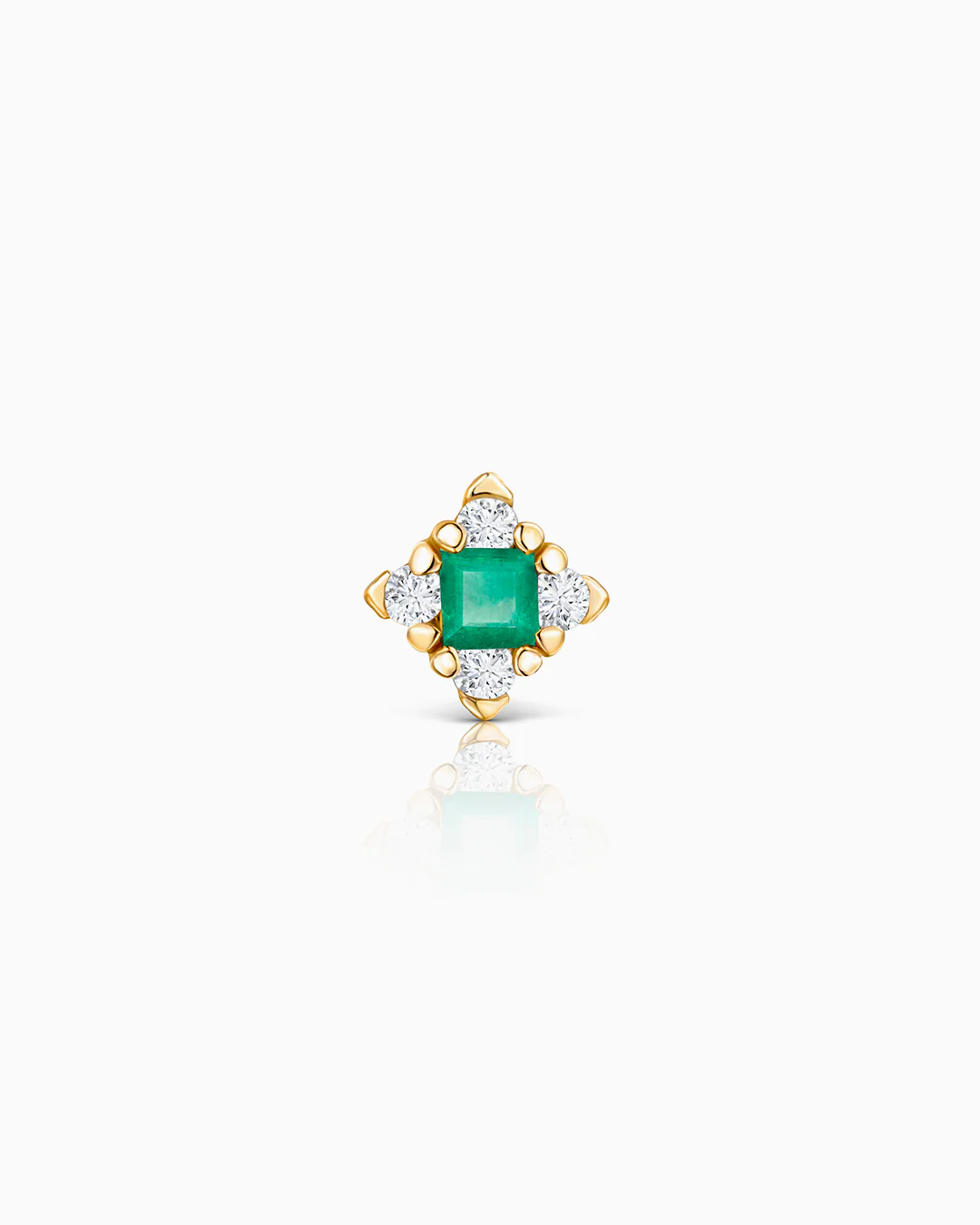 Pendiente Piercing Crown Princess de Esmeralda y Diamantes en Oro Amarillo de 18 Kt