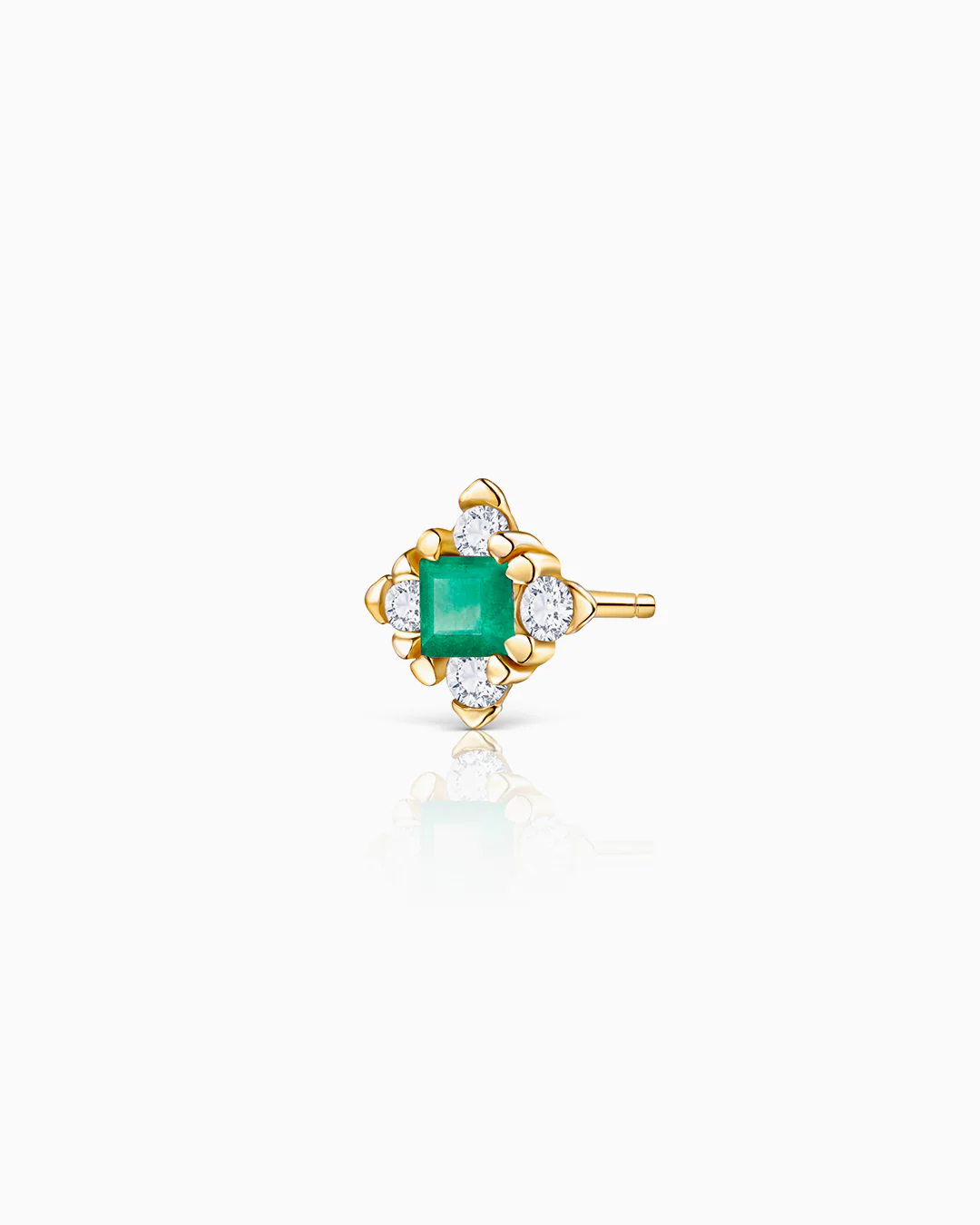 Pendiente Piercing Crown Princess de Esmeralda y Diamantes en Oro Amarillo de 18 Kt - Image 3