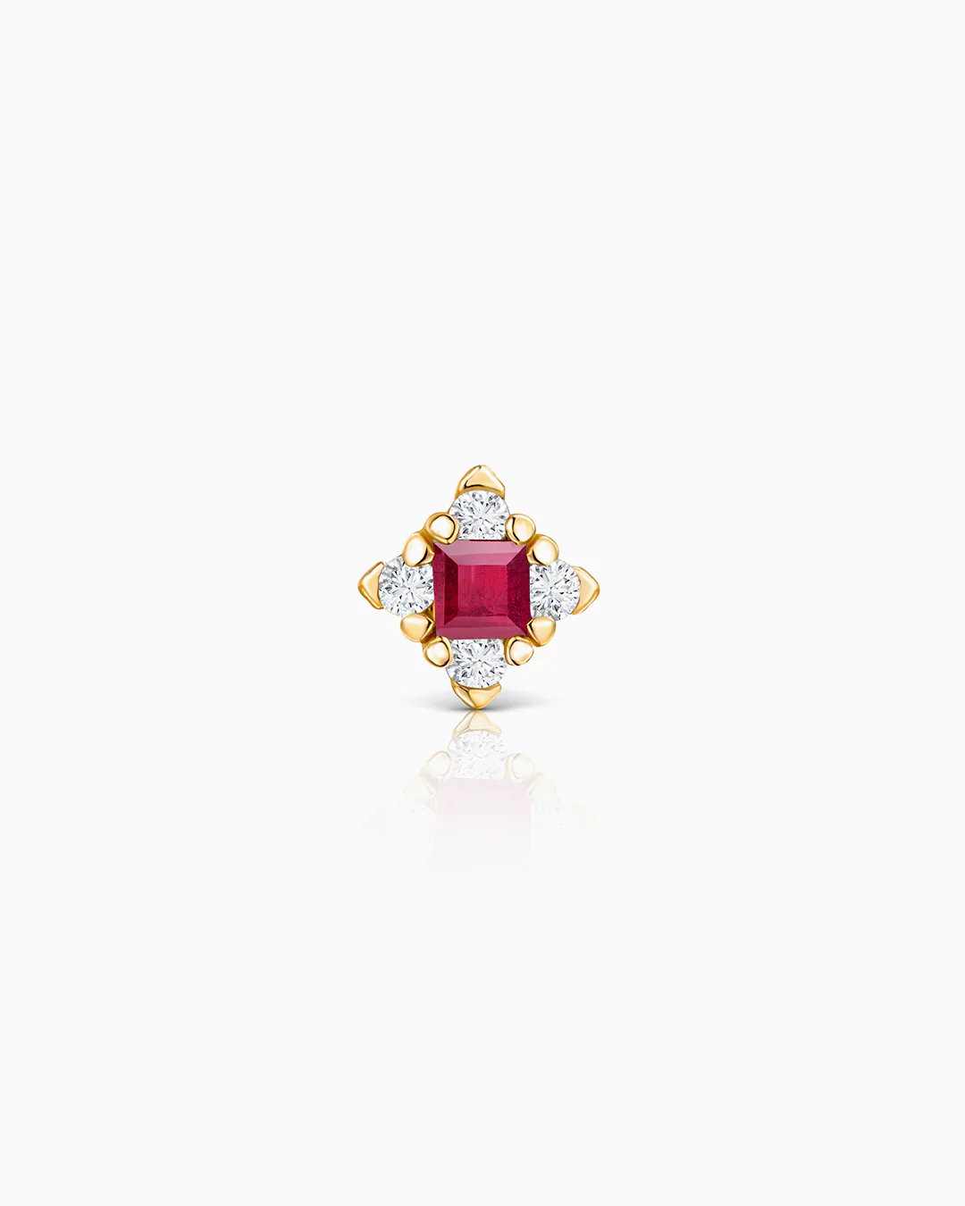 Pendiente Piercing Crown Princess de Rubí y Diamantes en Oro Amarillo de 18 Kt