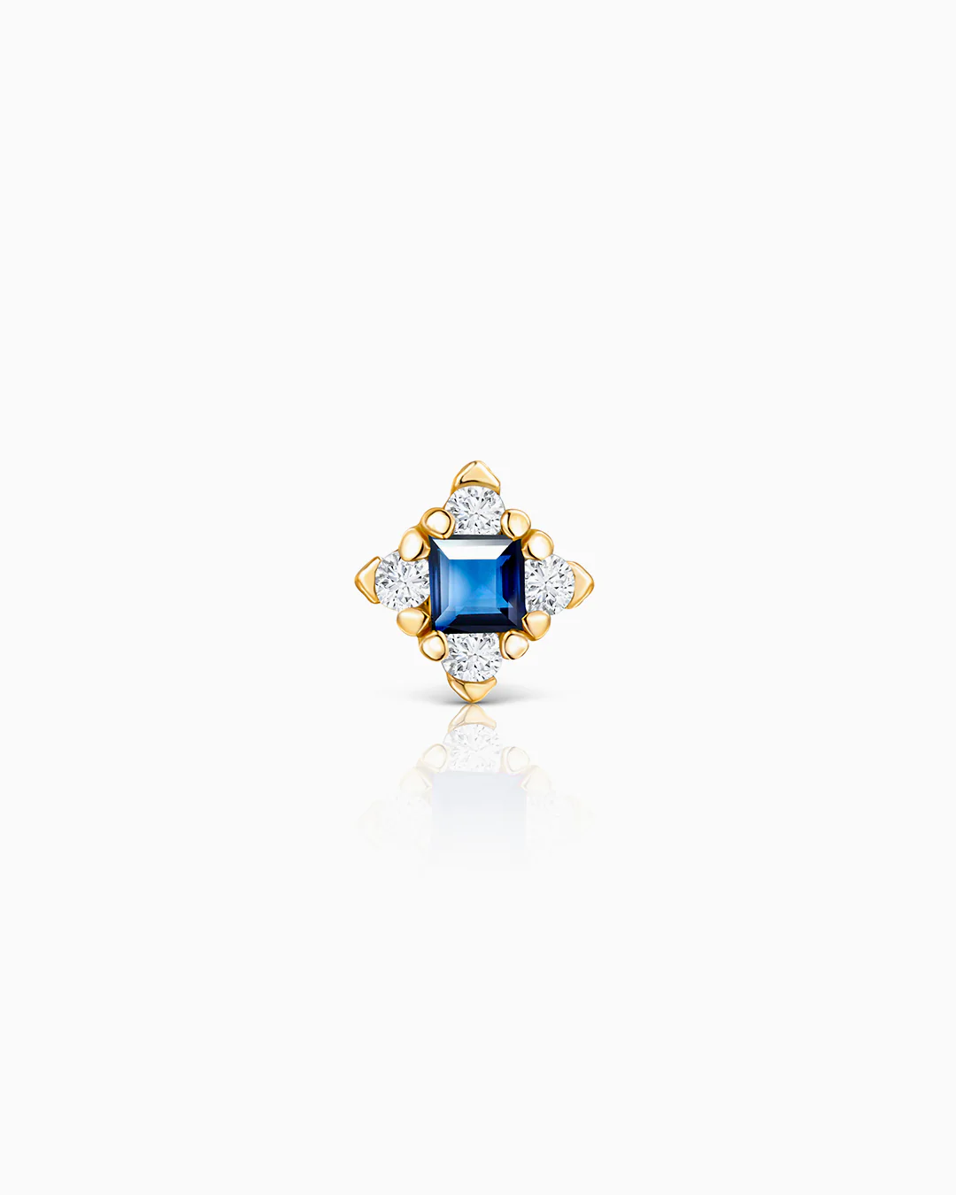 Pendiente Piercing Crown Princess de Zafiro y Diamantes en Oro Amarillo de 18 Kt