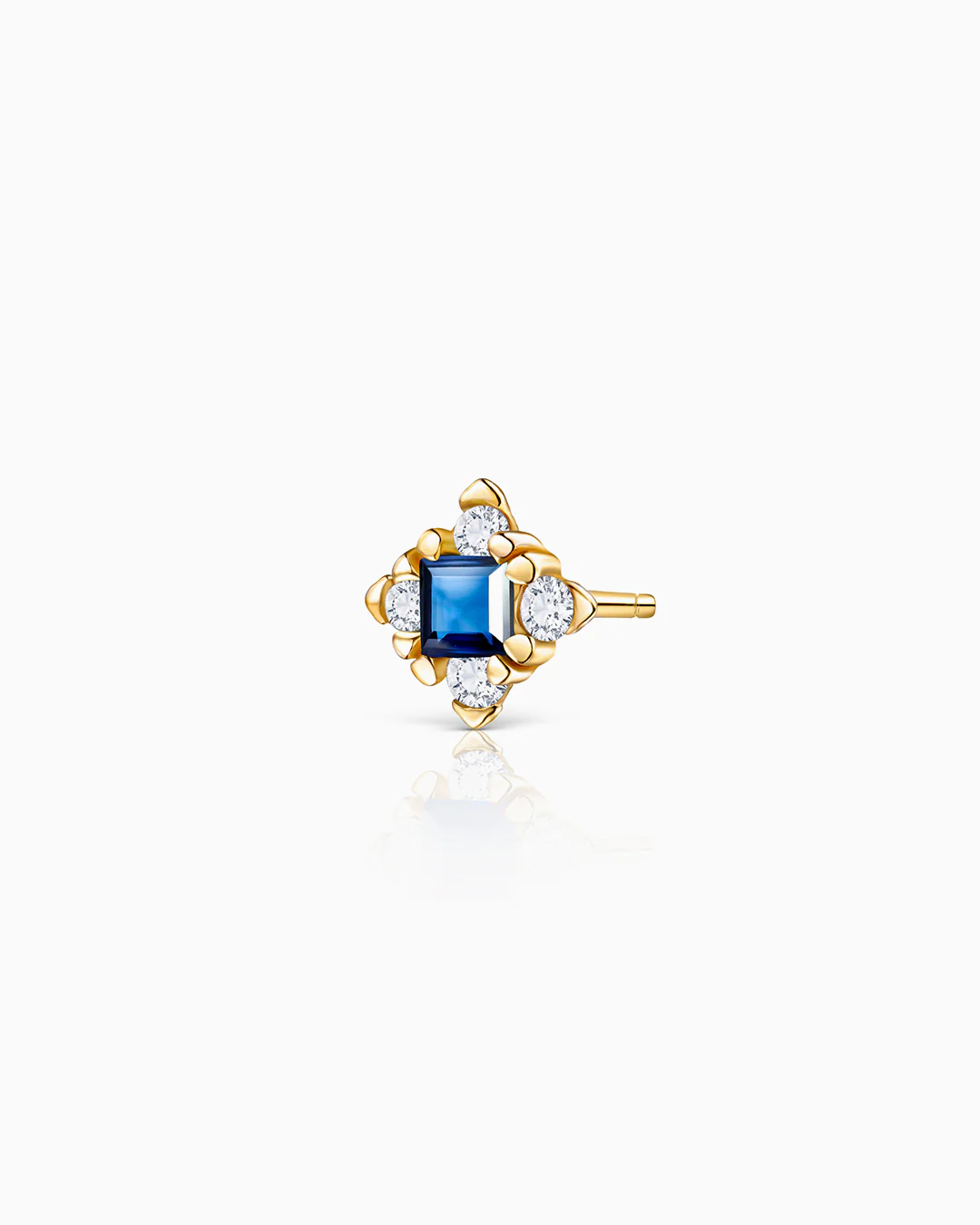 Pendiente Piercing Crown Princess de Zafiro y Diamantes en Oro Amarillo de 18 Kt - Image 2