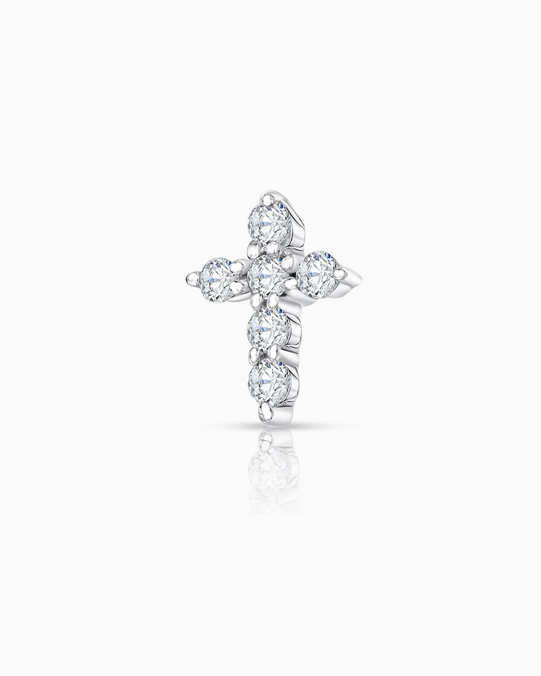 Pendiente Piercing Cruz Diamantes en Oro Blanco de 18 Kt - Image 4