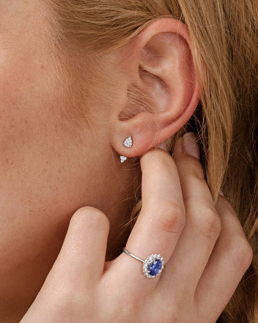 Pendiente Piercing Ear Jacket Diamantes en Oro Blanco de 18 Kt - Image 2
