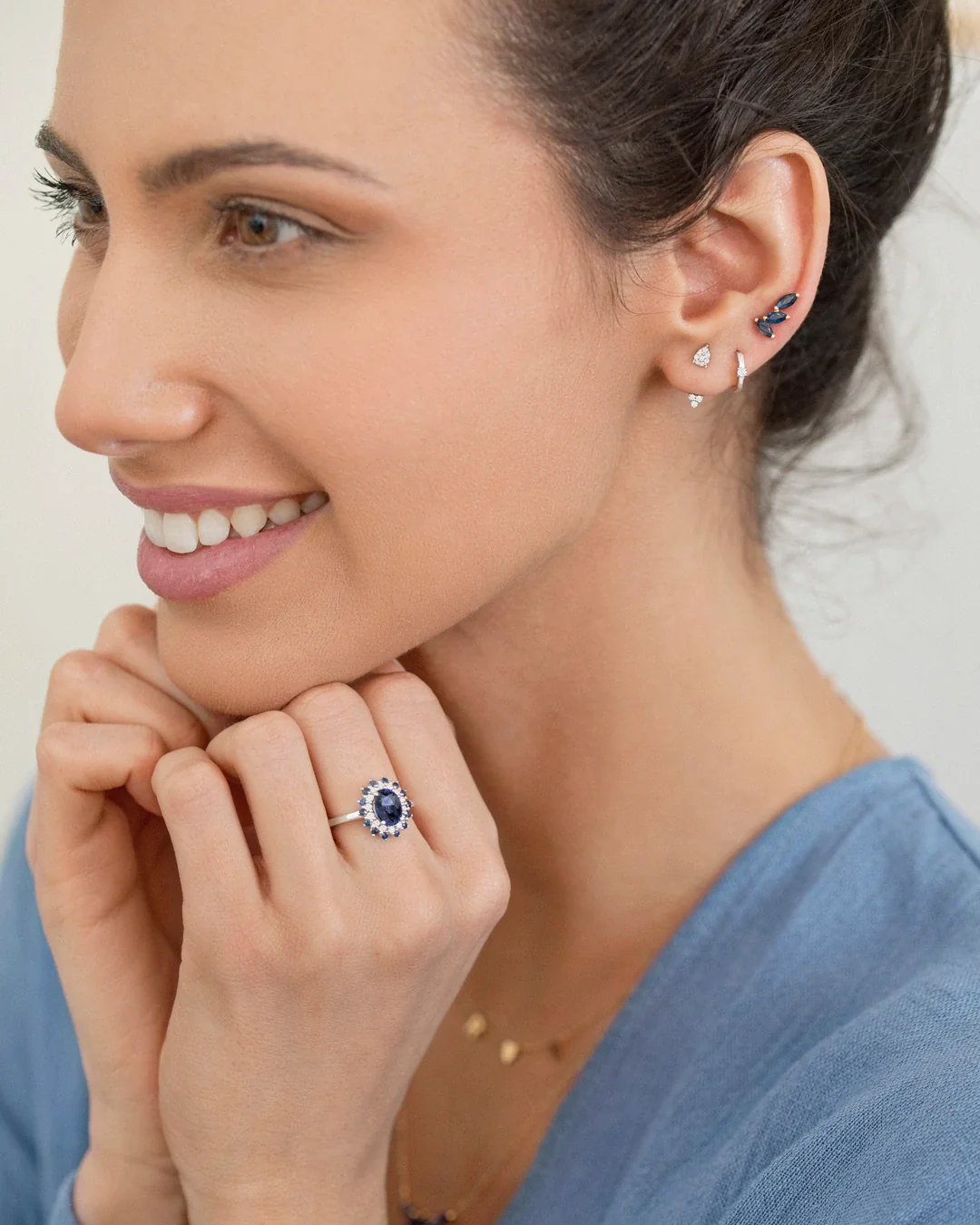Pendiente Piercing Ear Jacket Diamantes en Oro Blanco de 18 Kt - Image 3