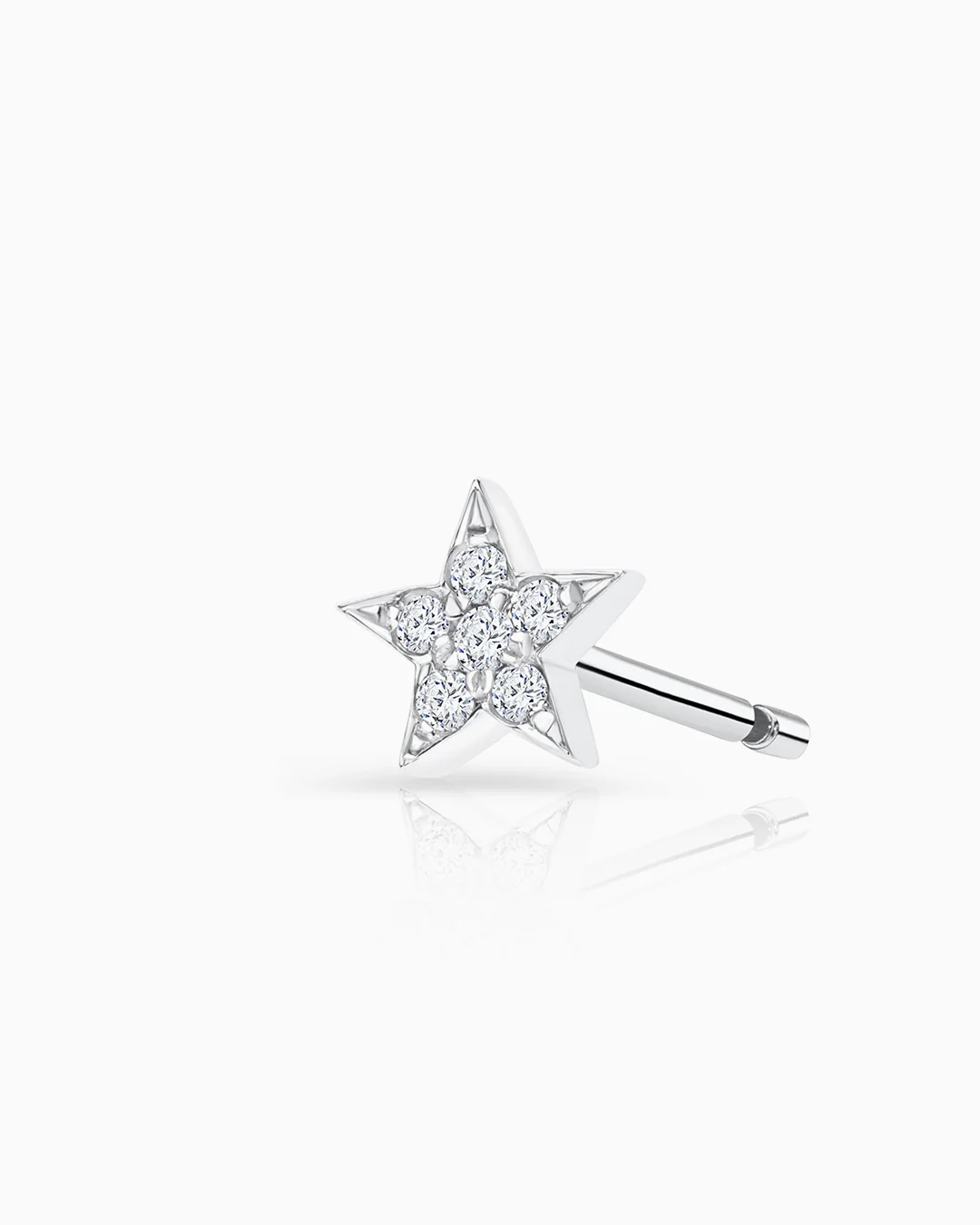 Pendiente Piercing Estrella Moon Diamonds en Oro Blanco de 18 Kt - Image 4