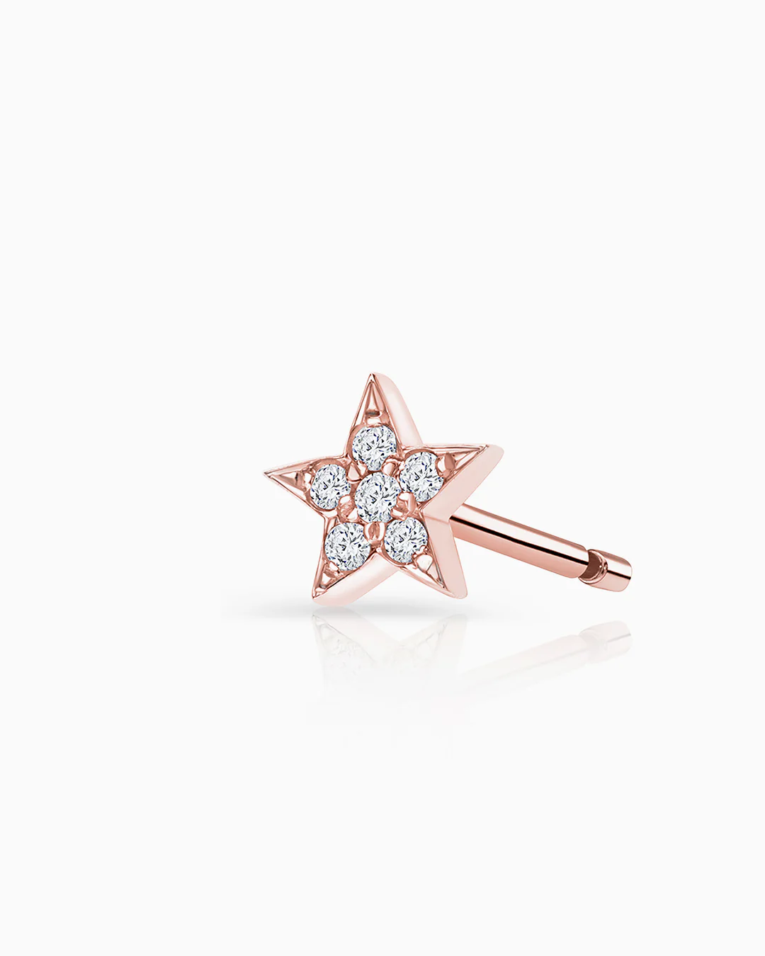 Pendiente Piercing Estrella Moon Diamonds en Oro Rosa de 18 Kt - Image 4