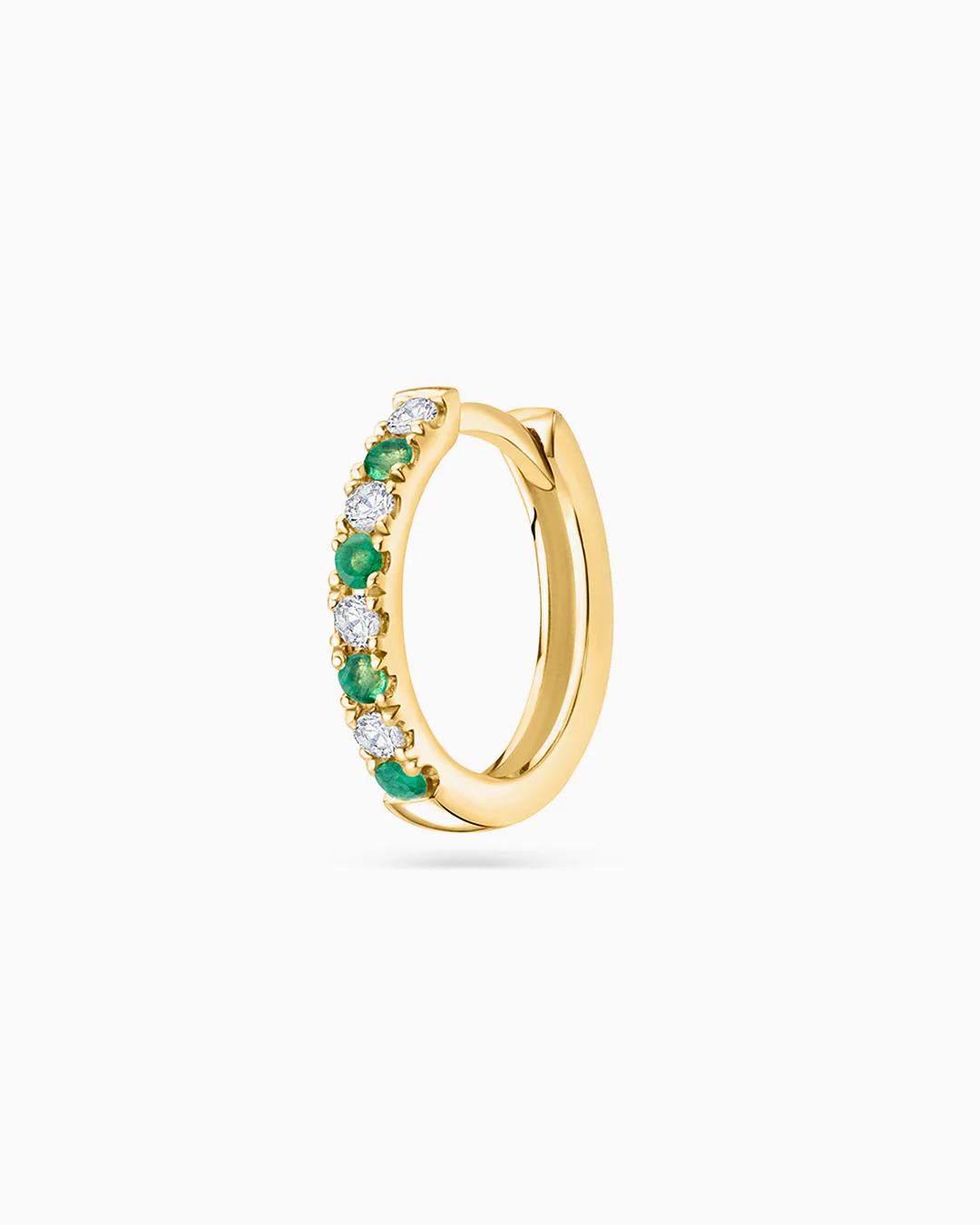 Pendiente Piercing Eternity Colors Aro de Esmeraldas en Oro Amarillo de 18 Kt