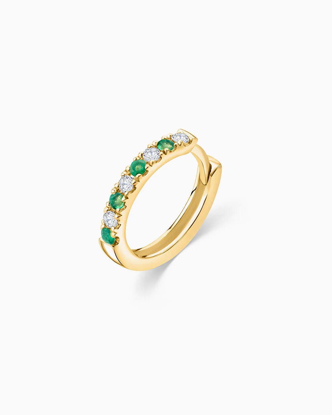 Pendiente Piercing Eternity Colors Aro de Esmeraldas en Oro Amarillo de 18 Kt - Image 4