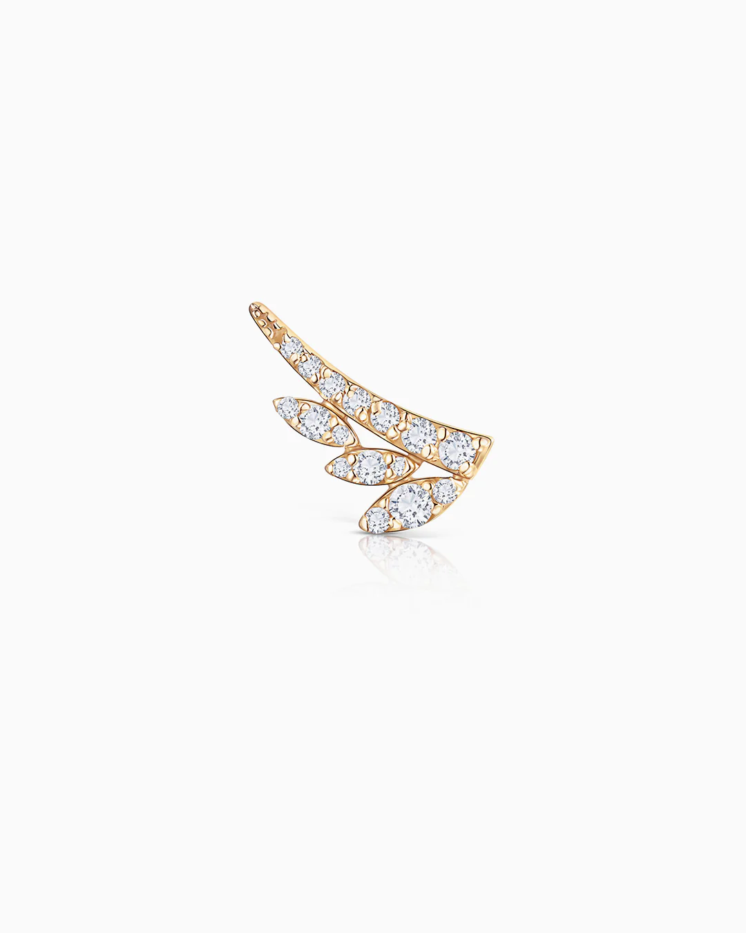 Pendiente Piercing Leaf Diamonds en Oro Amarillo de 18 Kt