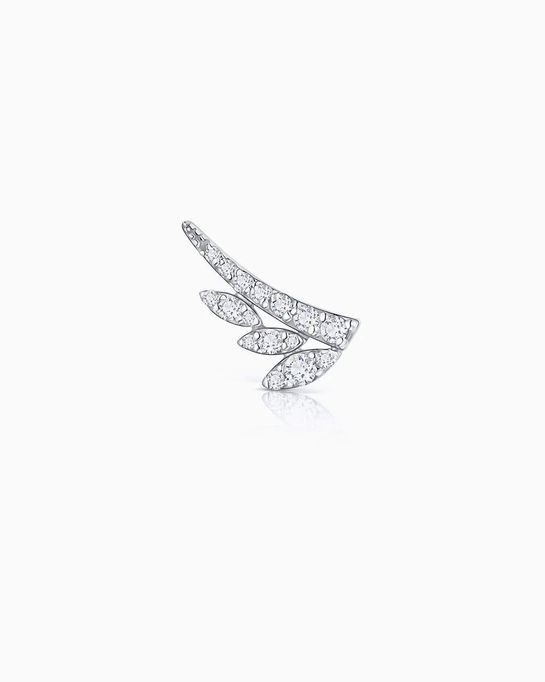 Pendiente Piercing Leaf Diamonds en Oro Blanco de 18 Kt