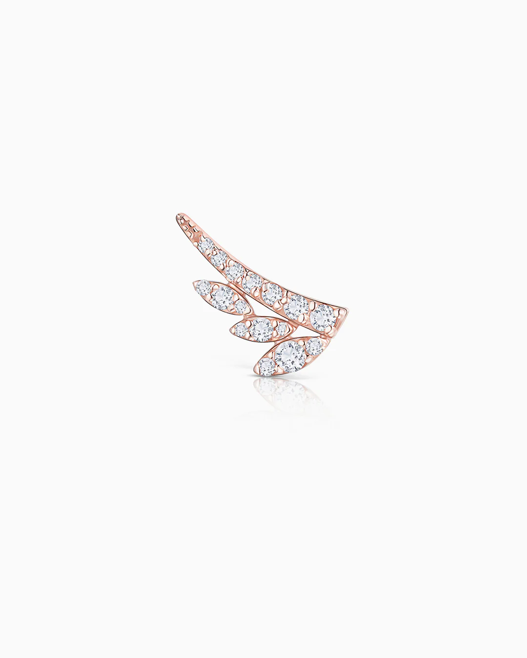 Pendiente Piercing Leaf Diamonds en Oro Rosa de 18 Kt