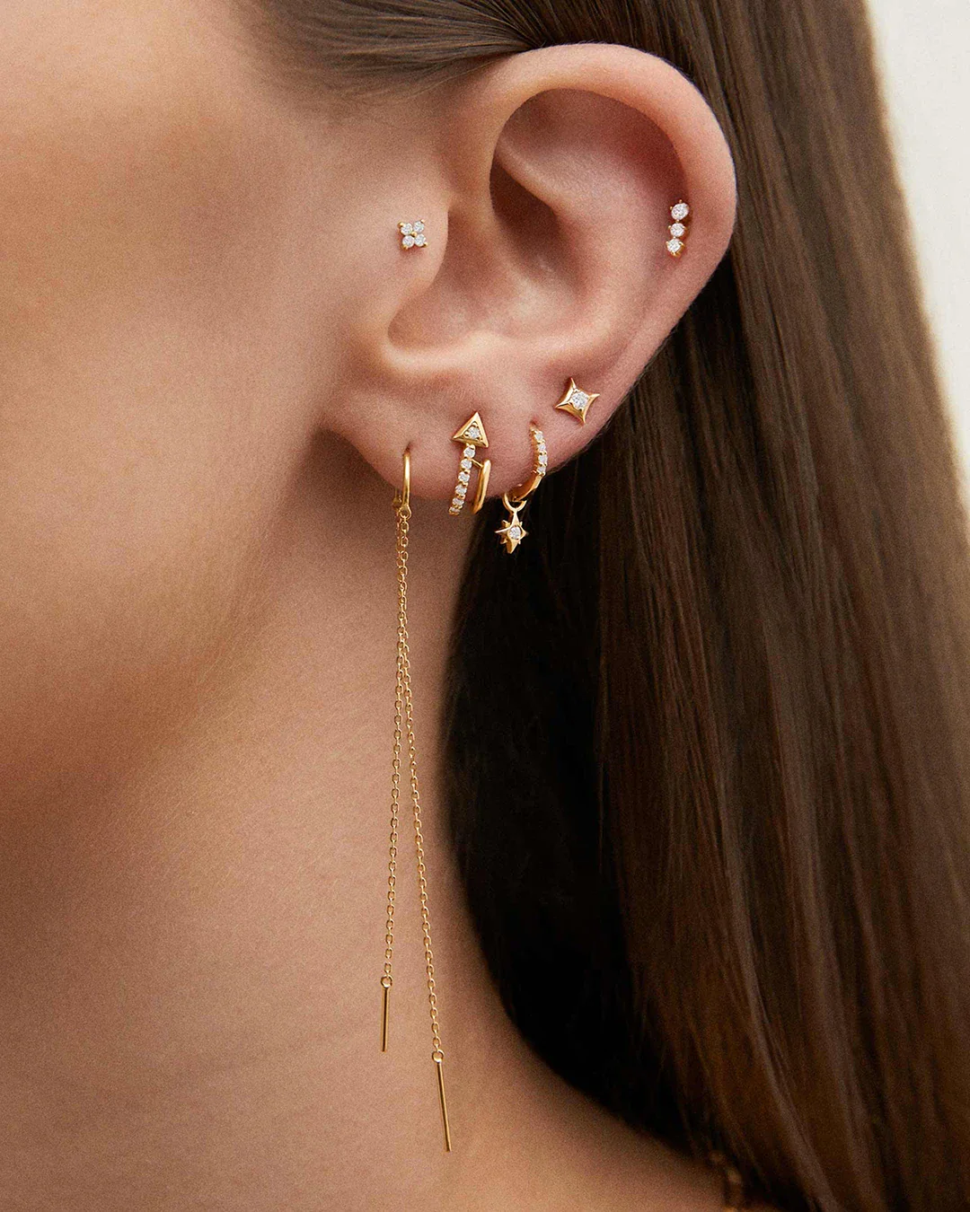 Pendiente Piercing Lurte de Diamantes en Oro Amarillo de 18 Kt - Image 3