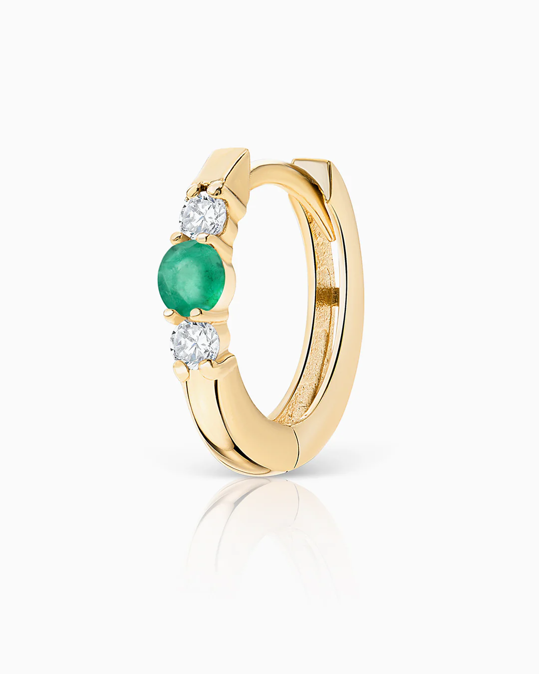 Pendiente Piercing Memphis de Esmeralda y Diamantes en Oro Amarillo de 18 Kt